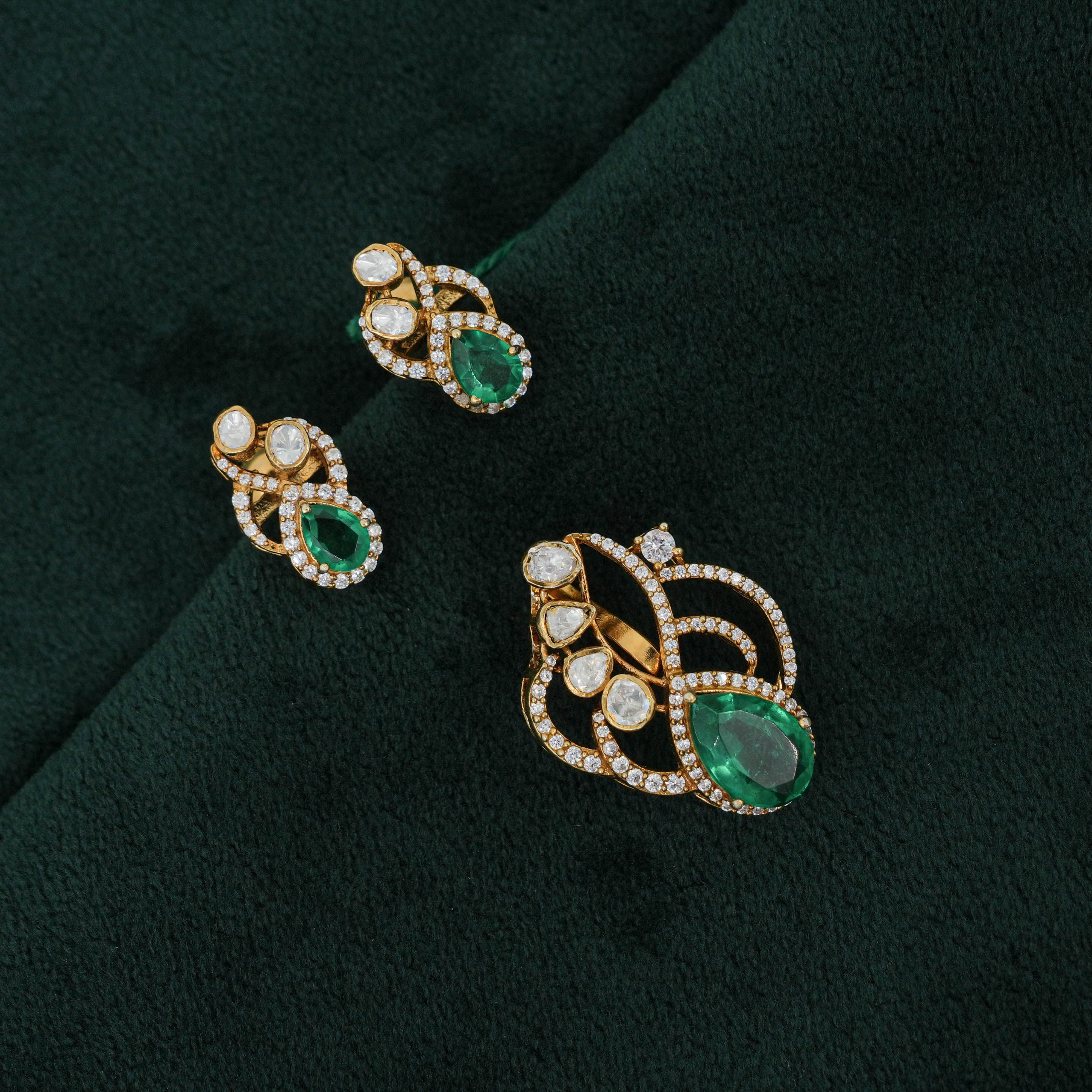 Emerald Silver Earrings