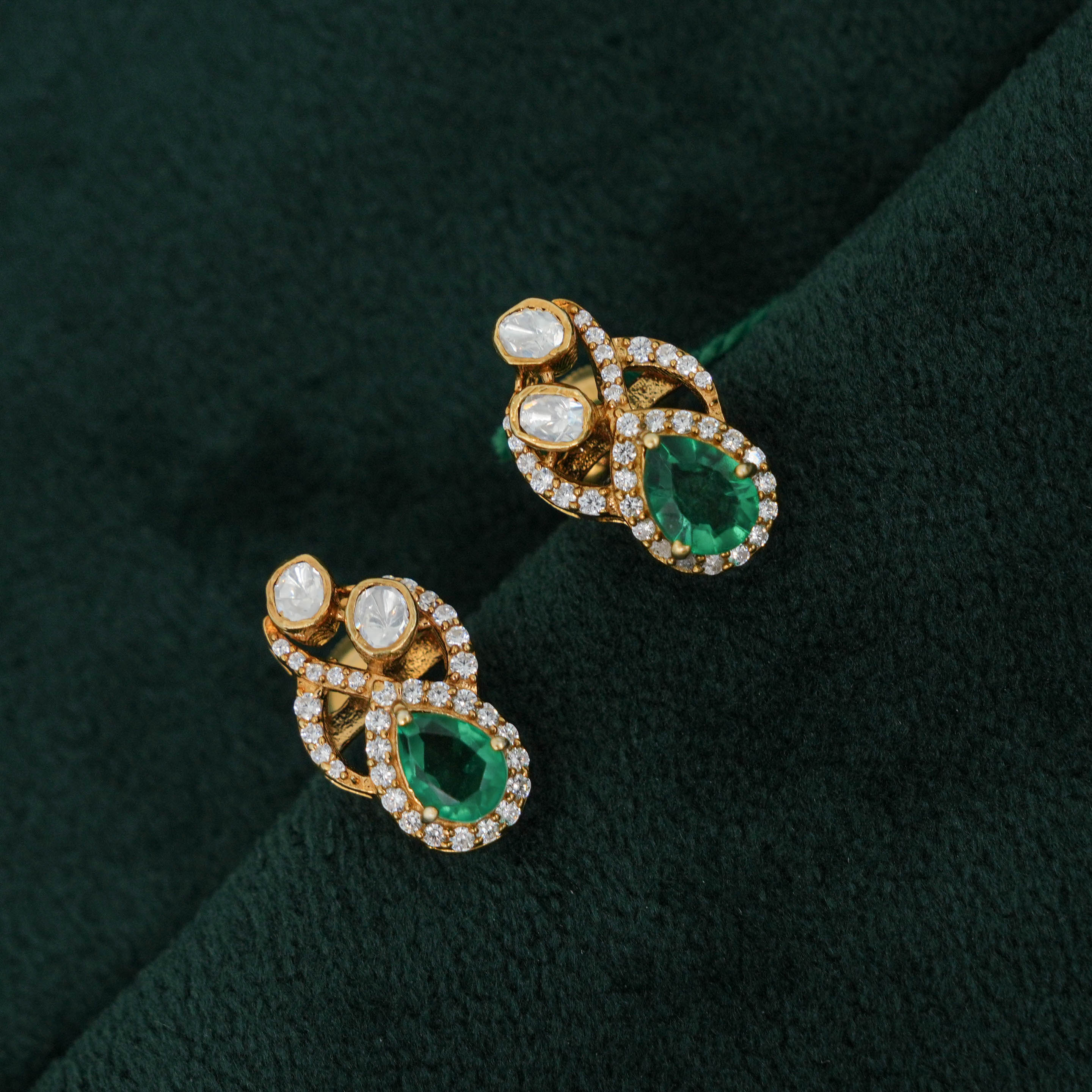 Emerald Silver Earrings