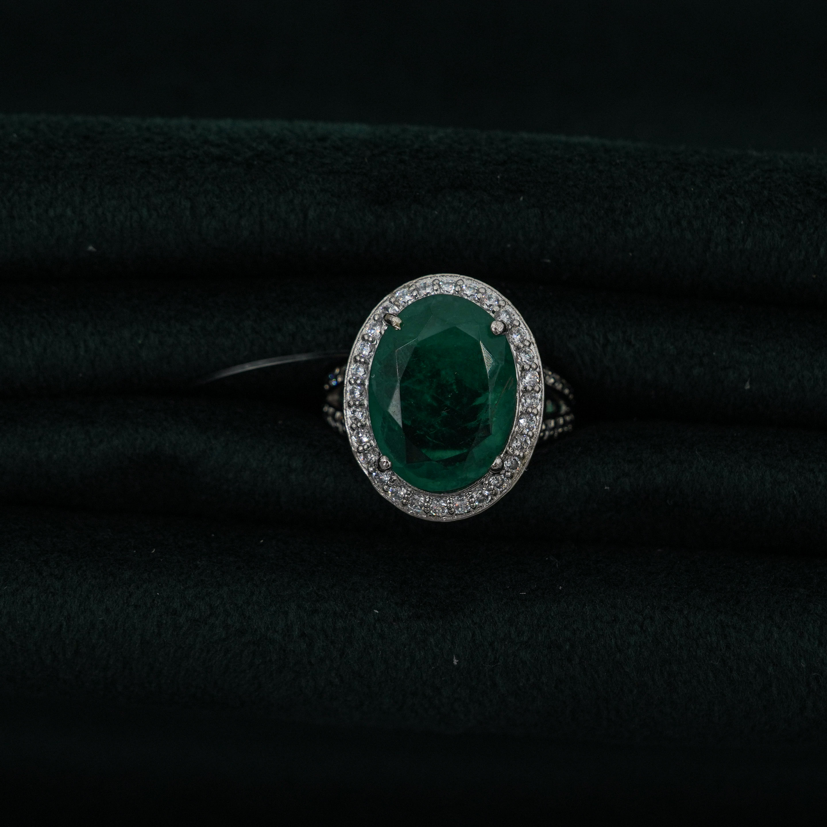 Silver Emerald Ring