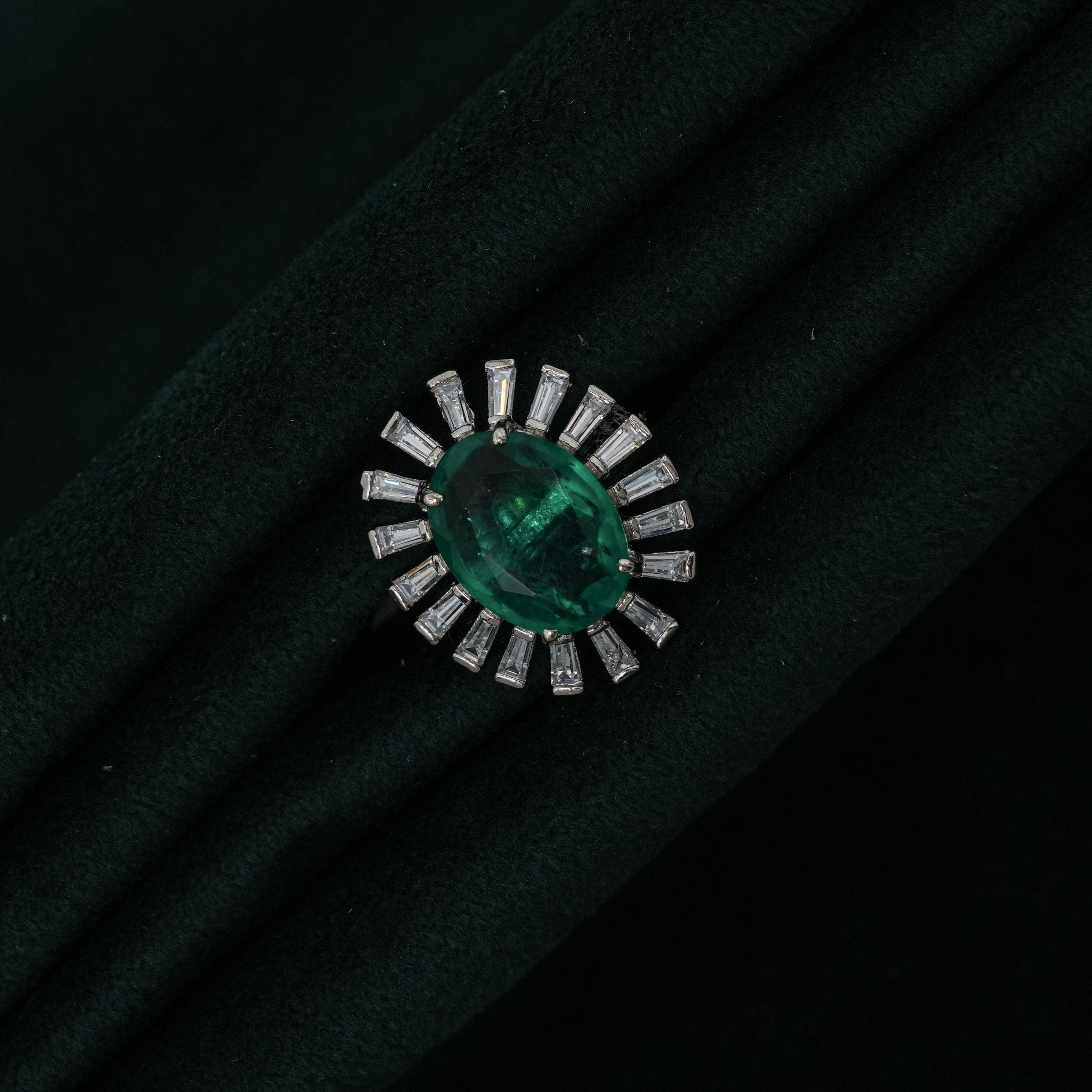 Silver Emerald Ring