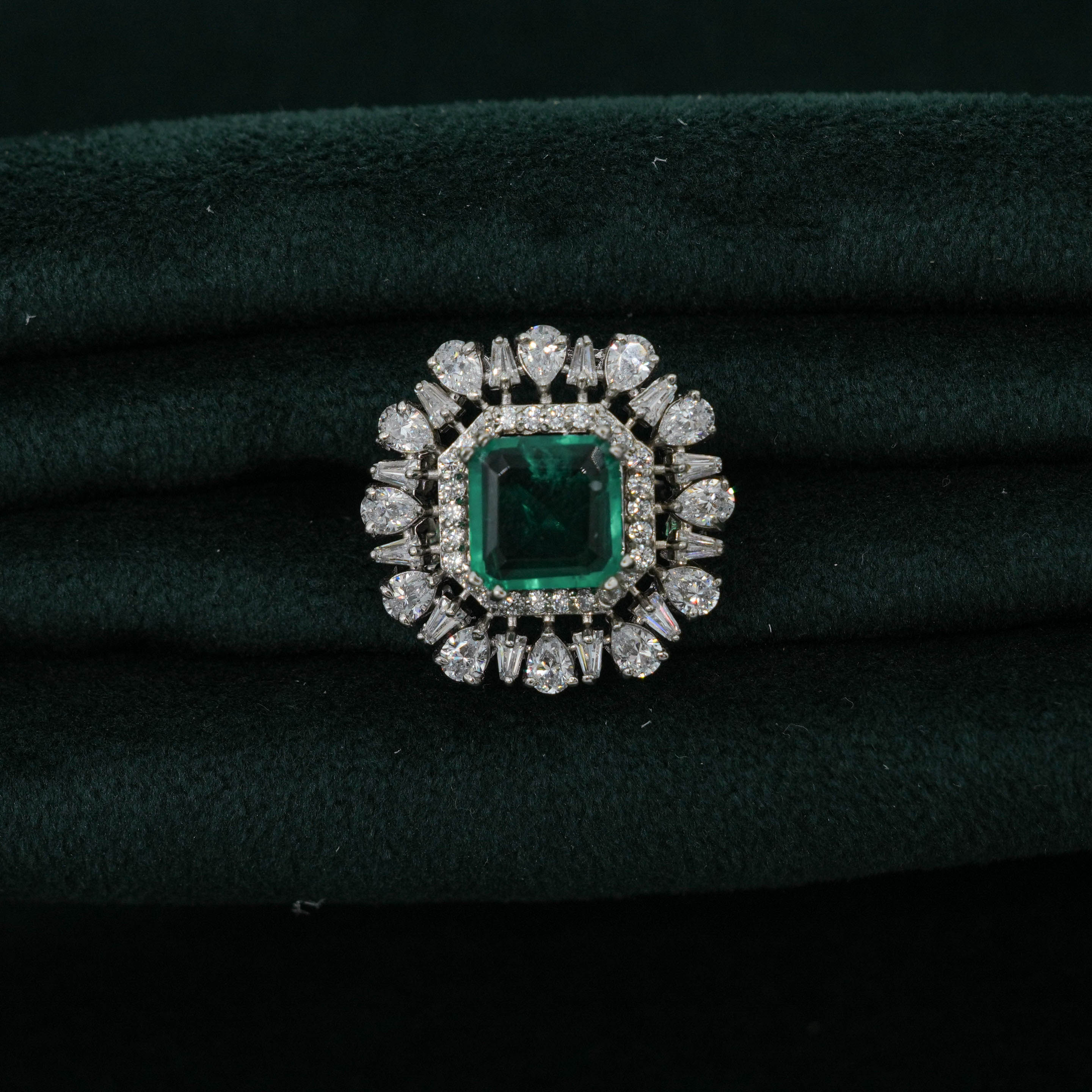 Silver Emerald Ring