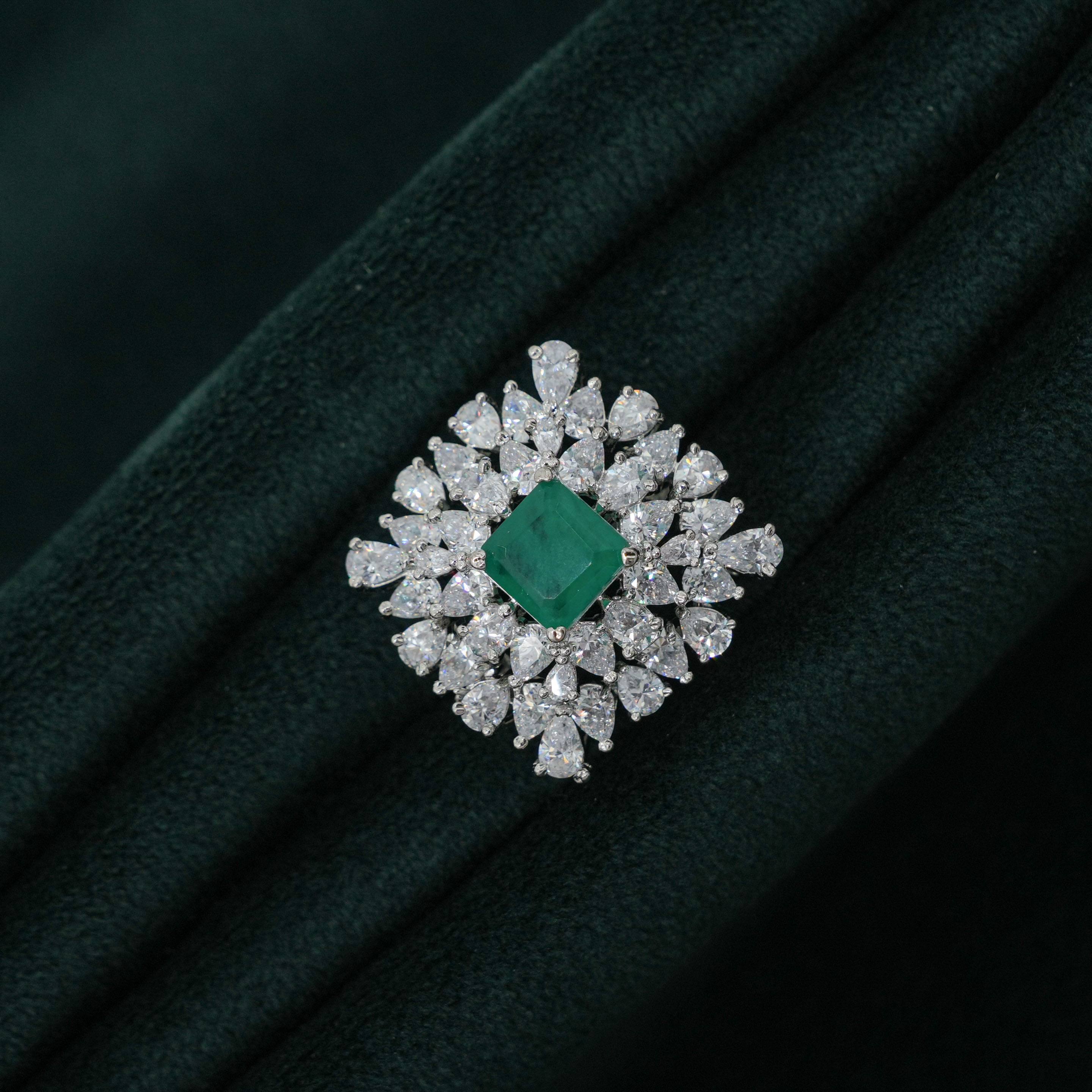 Silver Emerald Ring