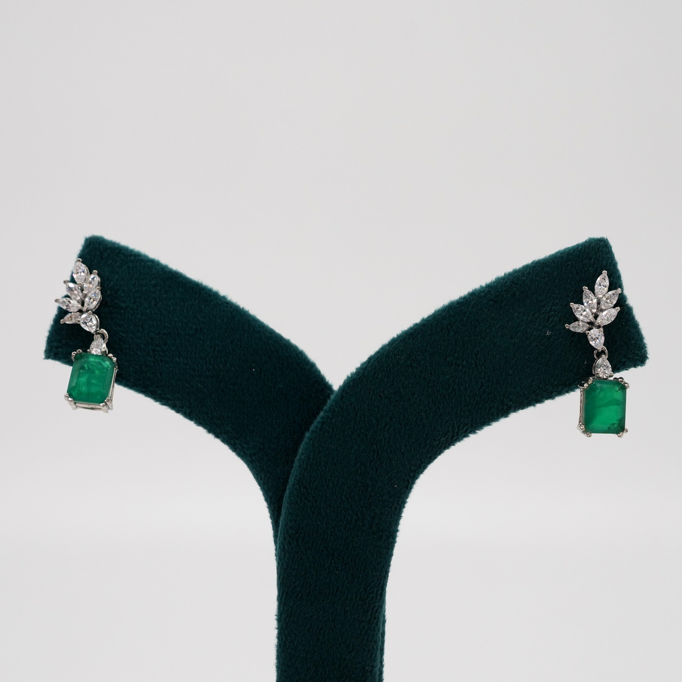 Emerald Silver Earrings