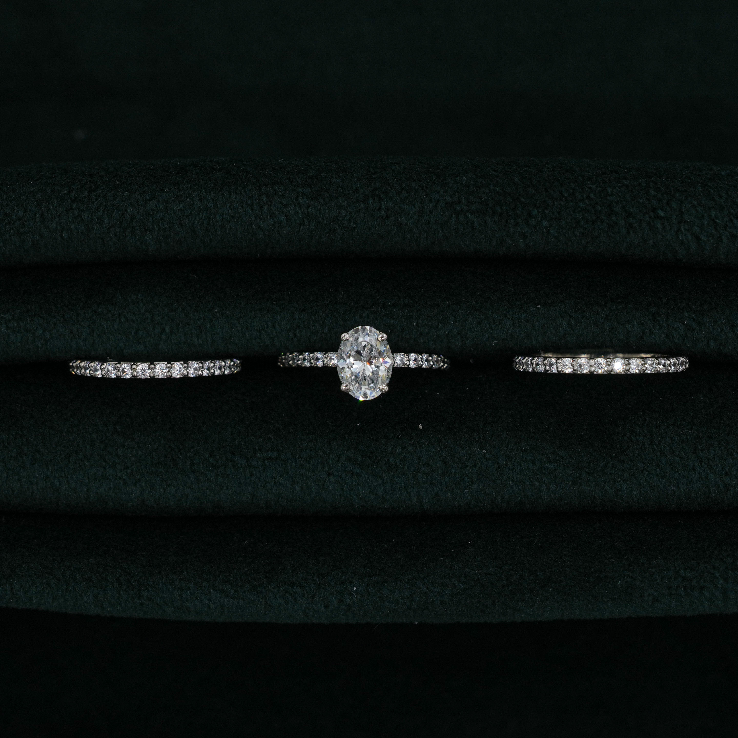 Silver Diamond Stack Rings