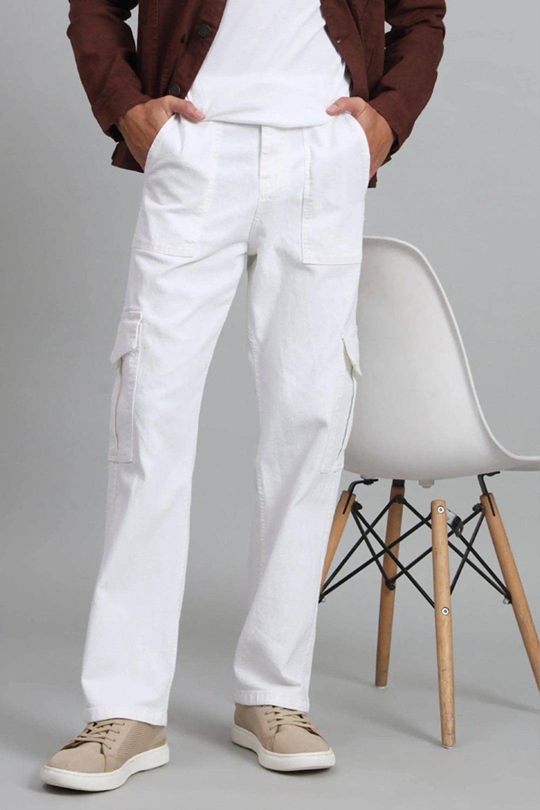 Denim White Jeans With 4 Pockets