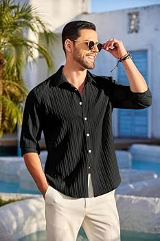Urban Attic - Men's Full Sleeves Black Shirt