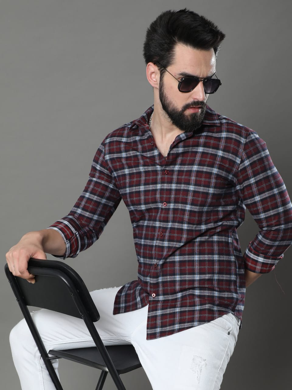 Urban Attic - Printed Shirt with Combo of Black and Maroon