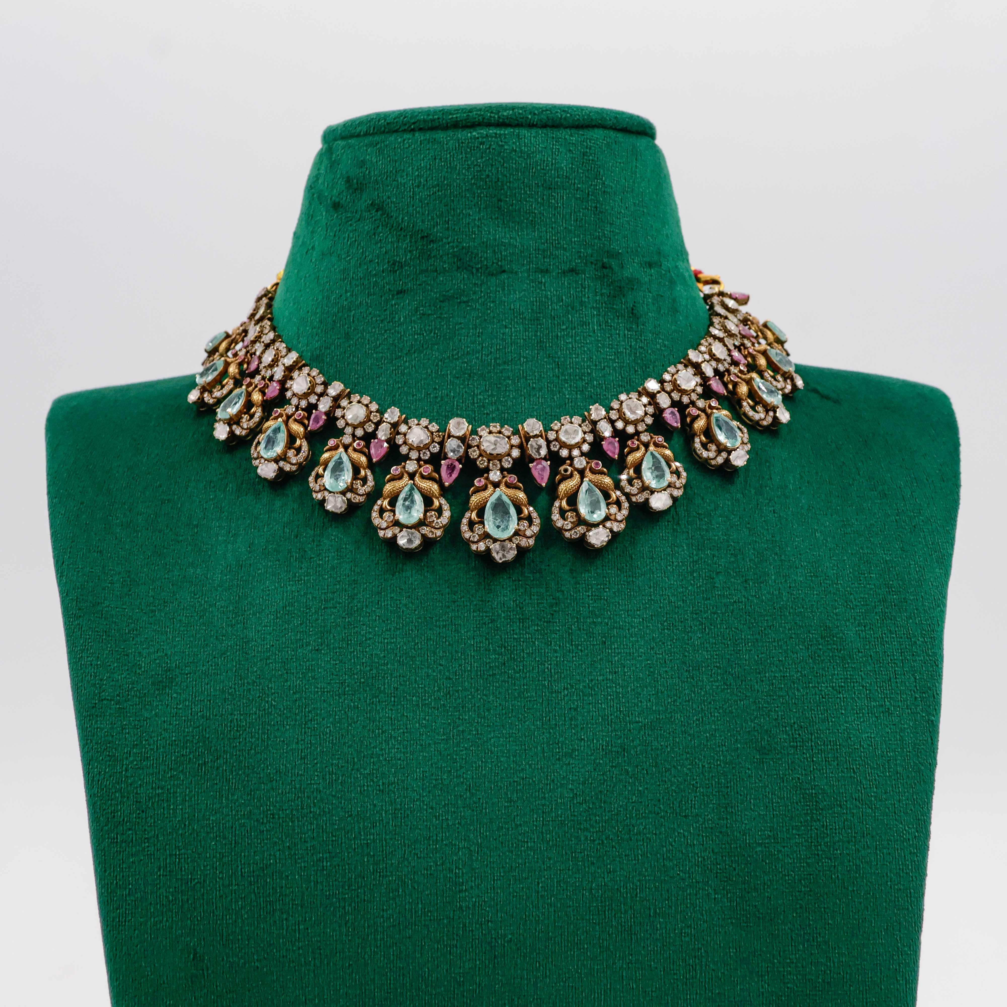 Varahi Jewels - Designer Antique Gold Necklace For Bride