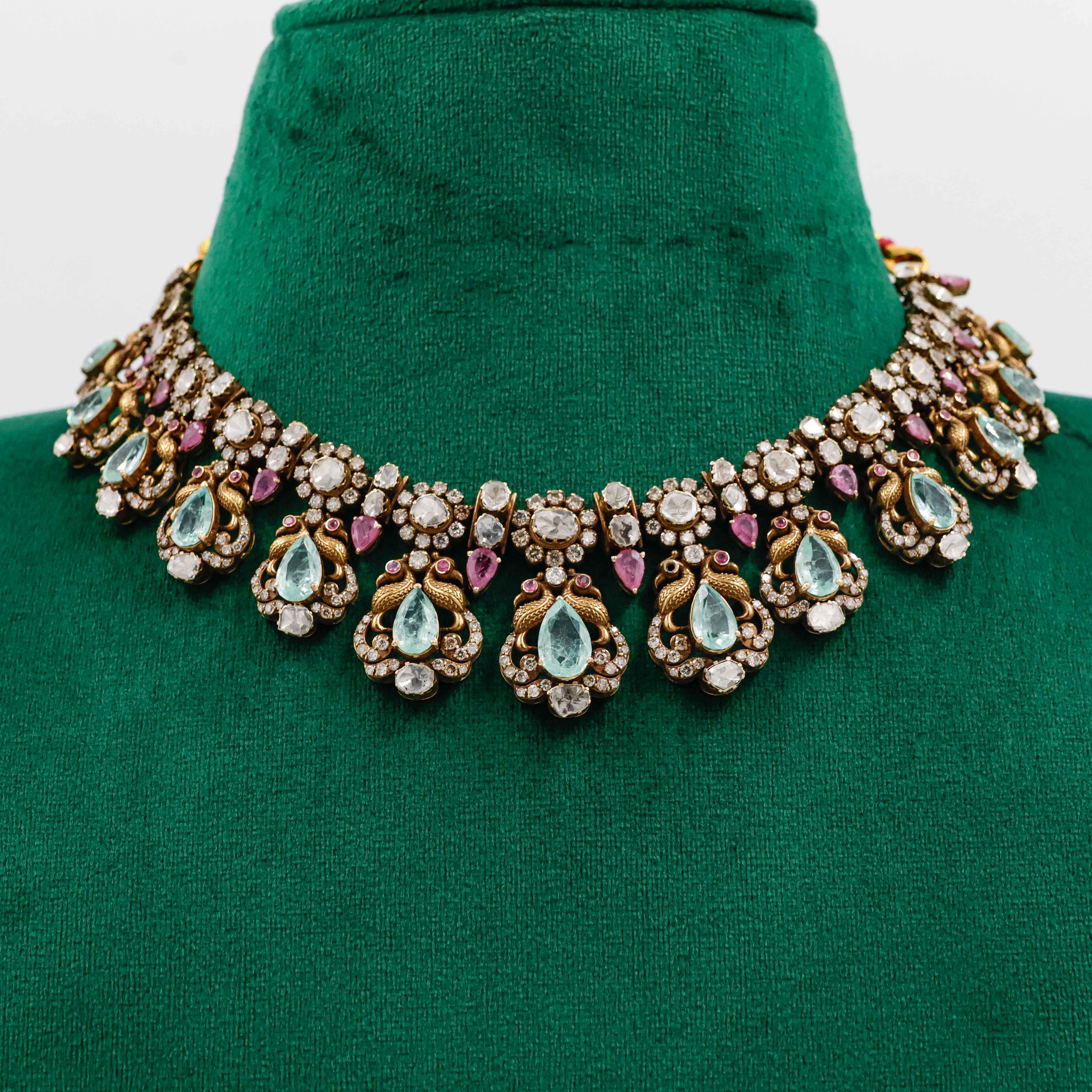 Varahi Jewels - Designer Antique Gold Necklace For Bride