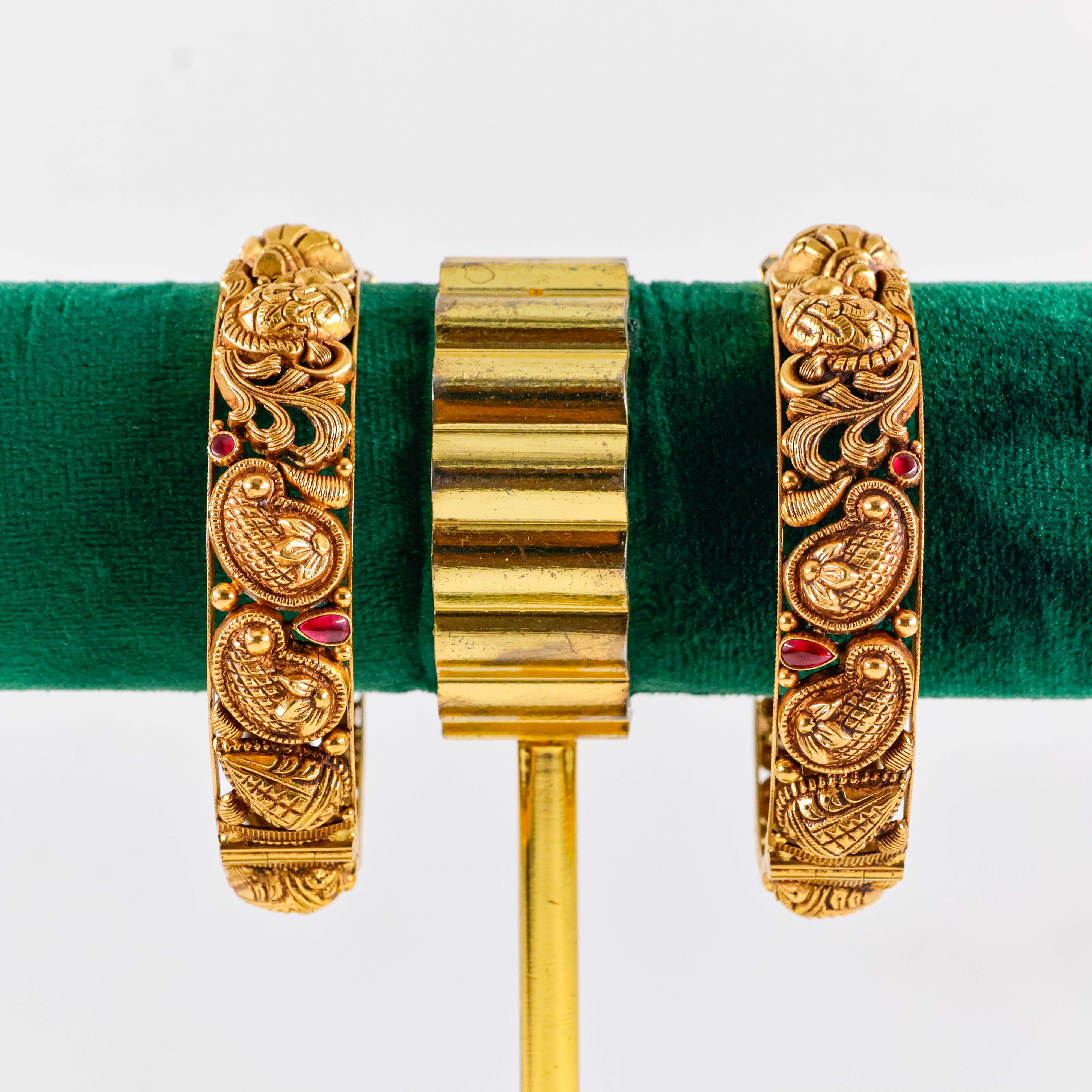 Varahi Jewels - Gold Bangle With Antique Finish