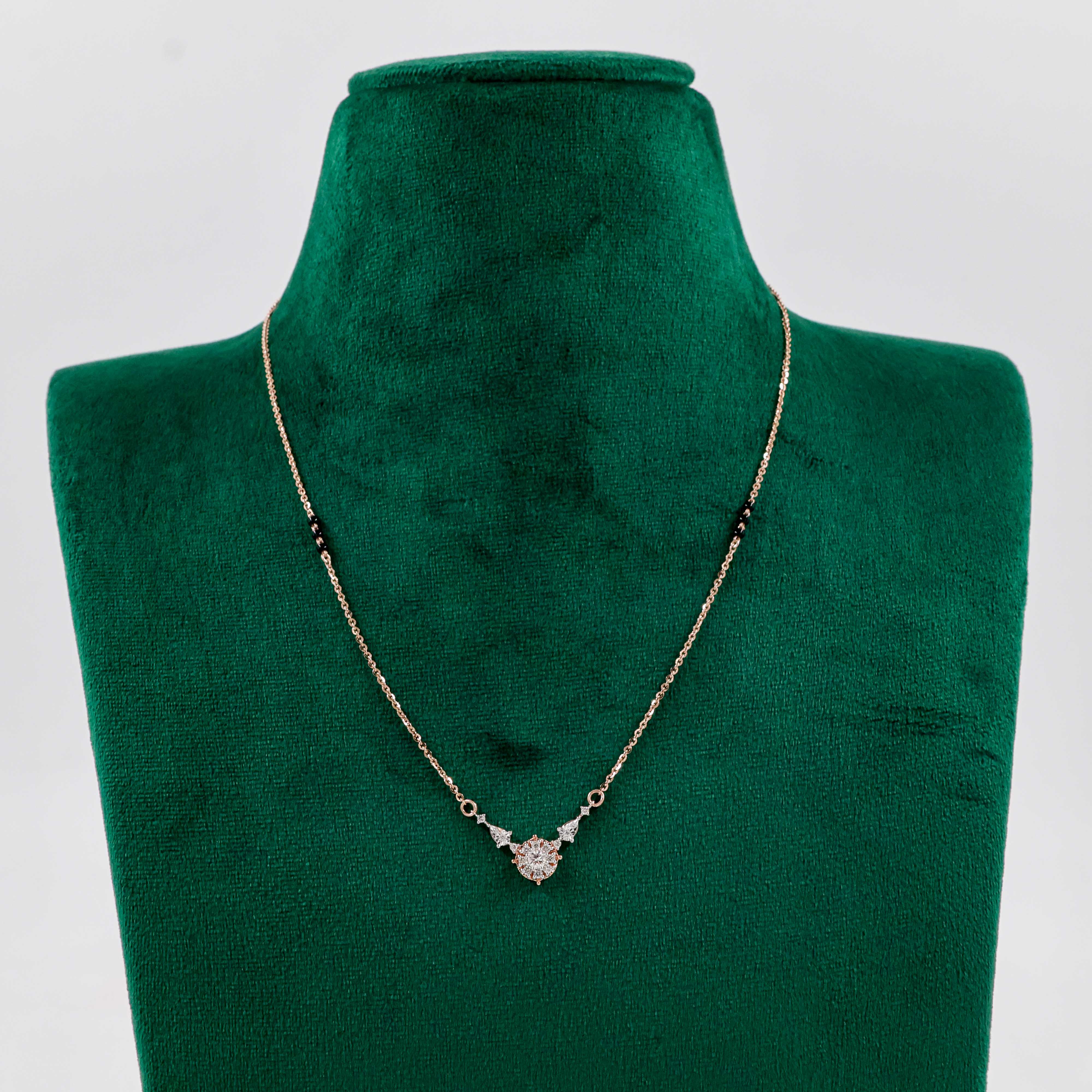 Varahi Jewels - Diamond Black Beads Chain With Tanmaniya