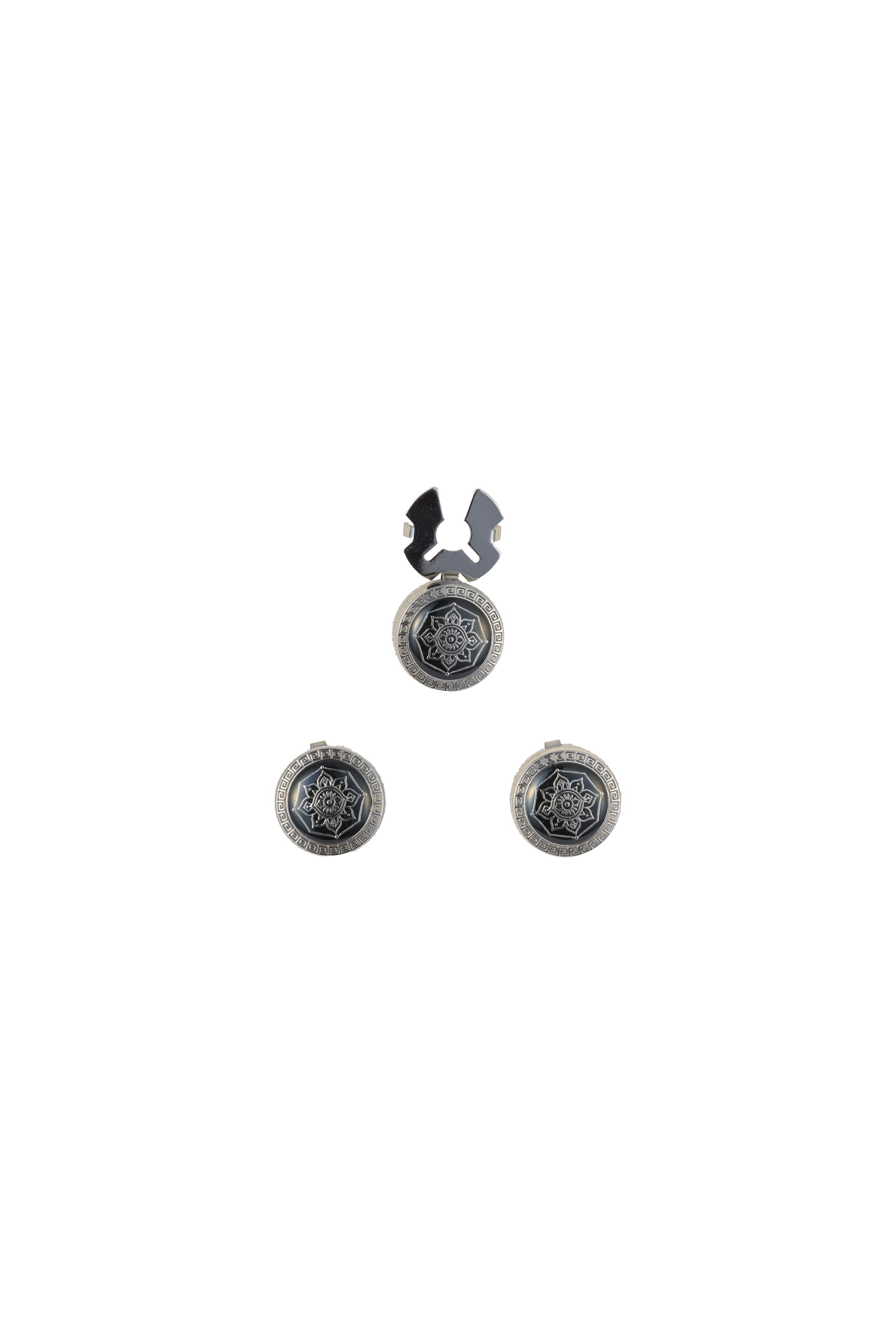 Vardha - Oxidized Flower Button Covers