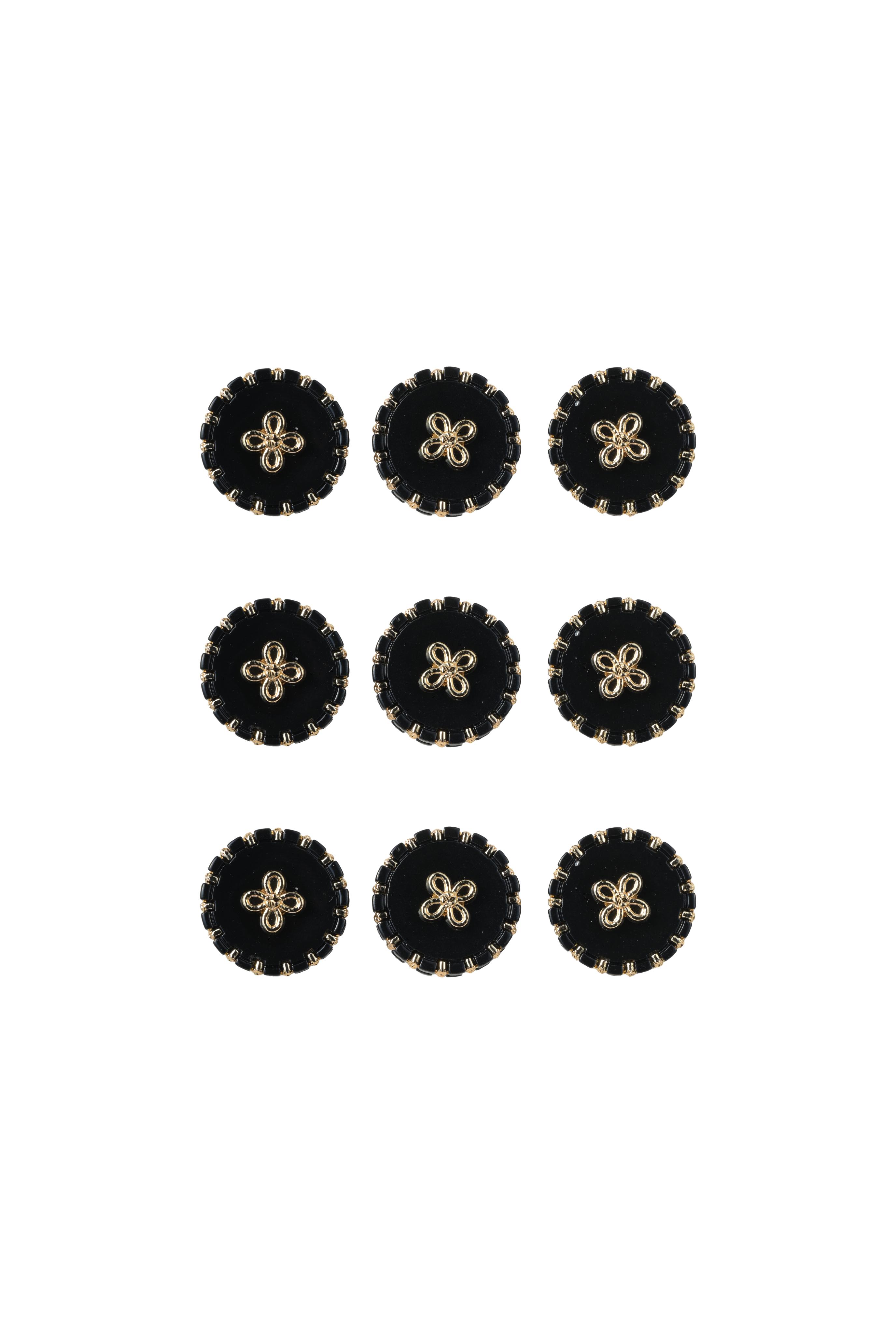 Vardha - Black Flower Button Covers
