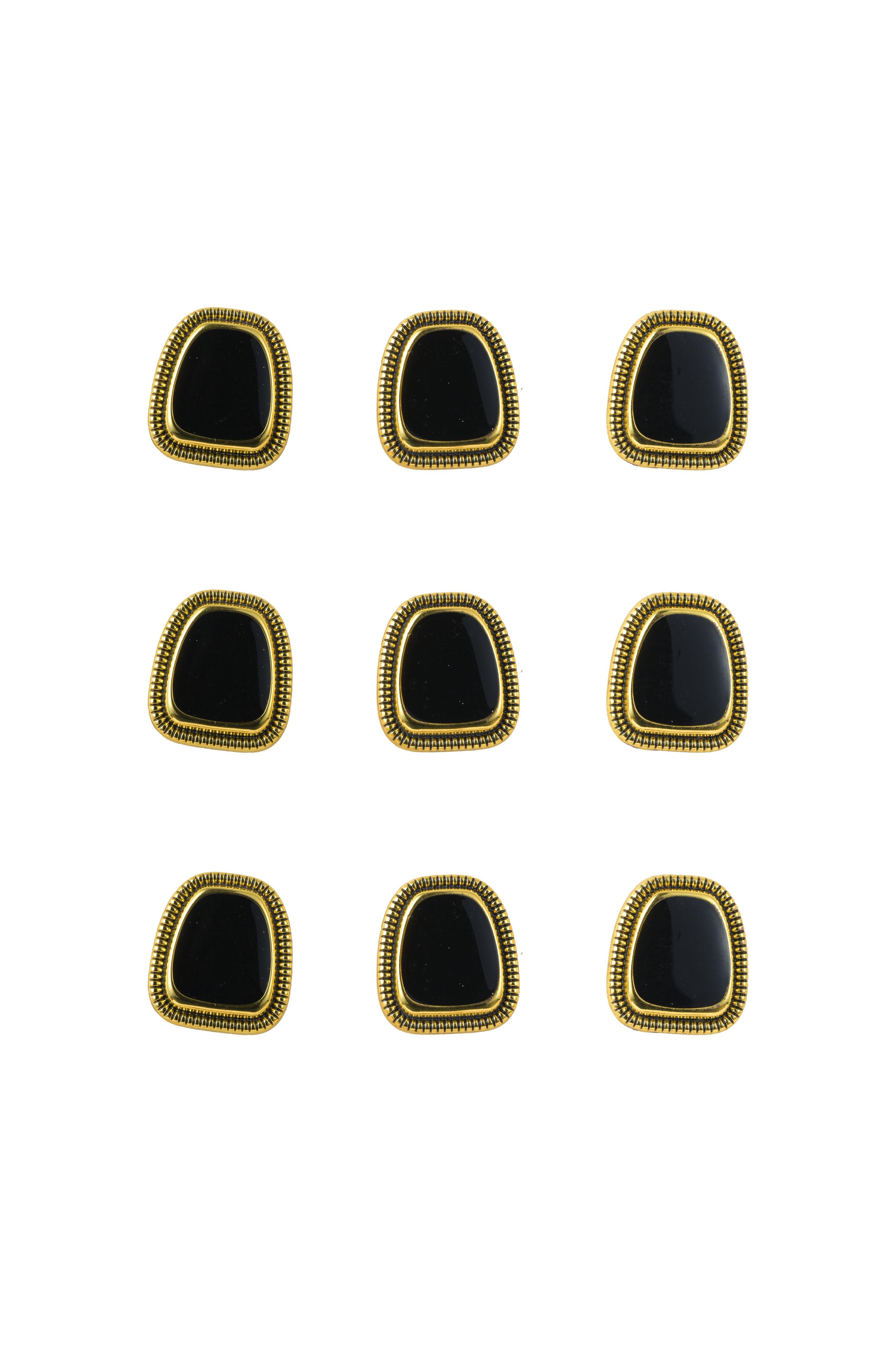 Vardha - Black Enamel Button Set