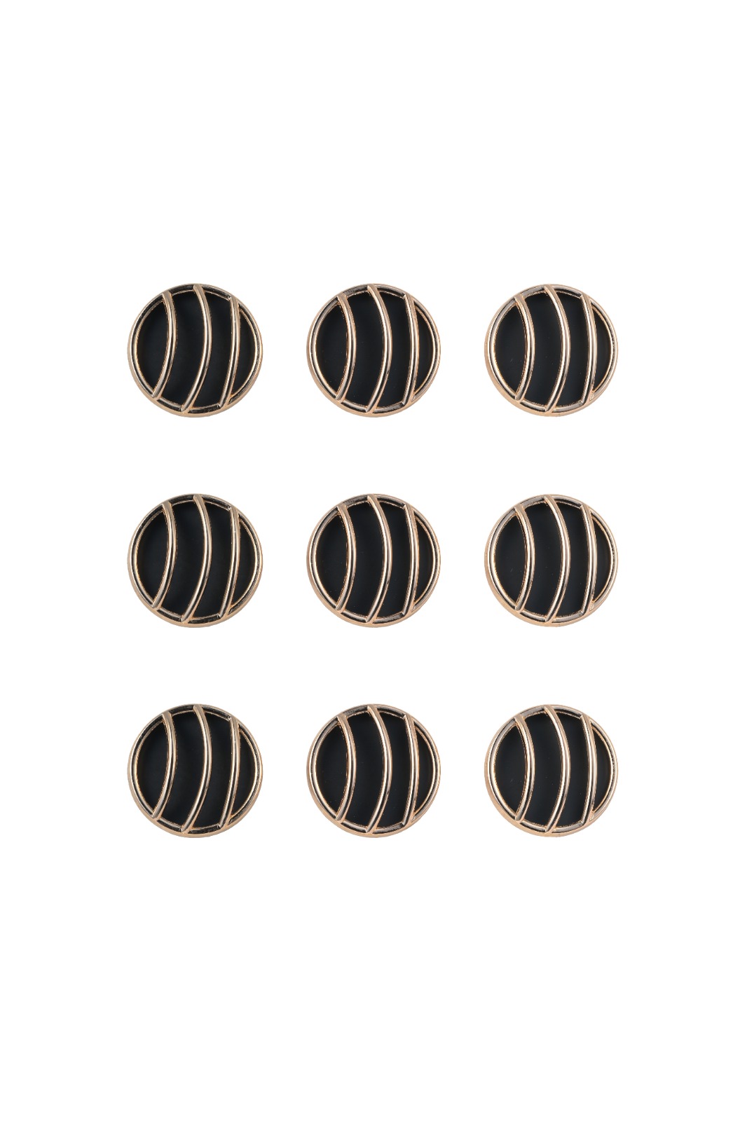 Vardha - Black Enamel Striped Buttons