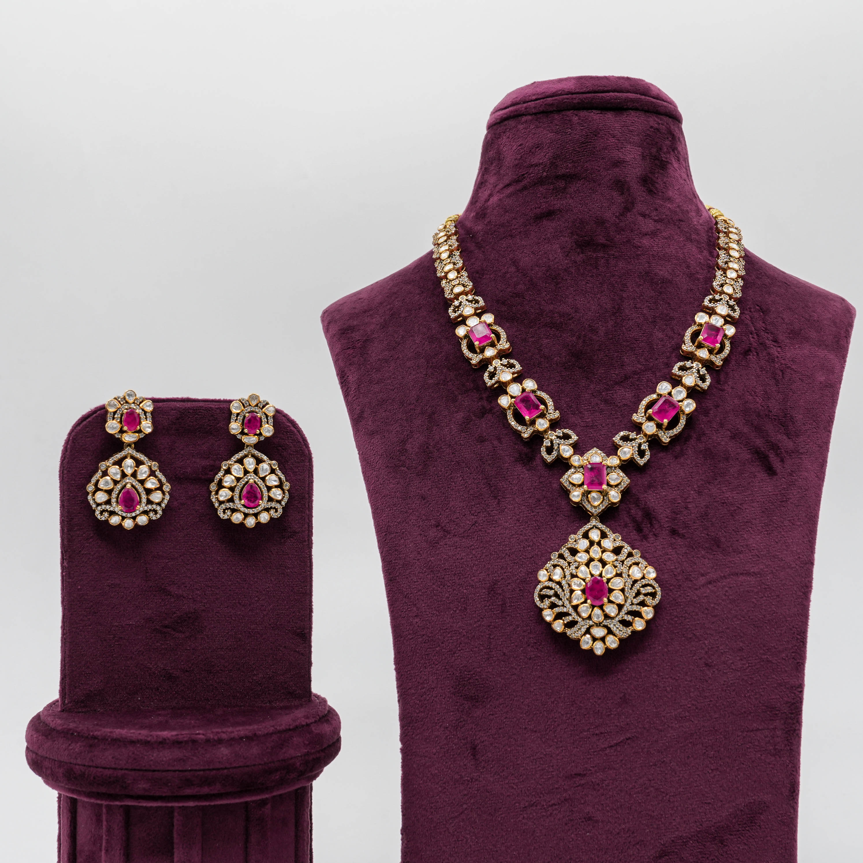 Ved Jewellers - Ruby Kundan Necklace Set