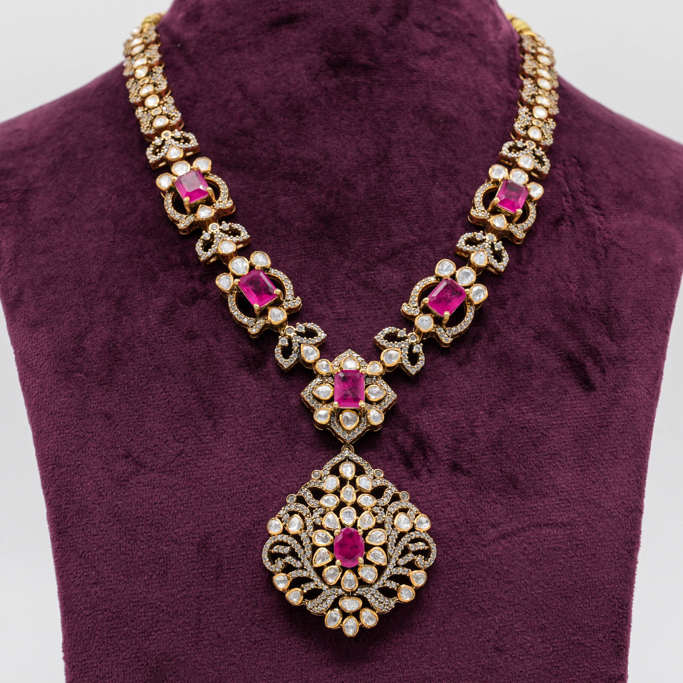 Ved Jewellers - Ruby Kundan Necklace Set