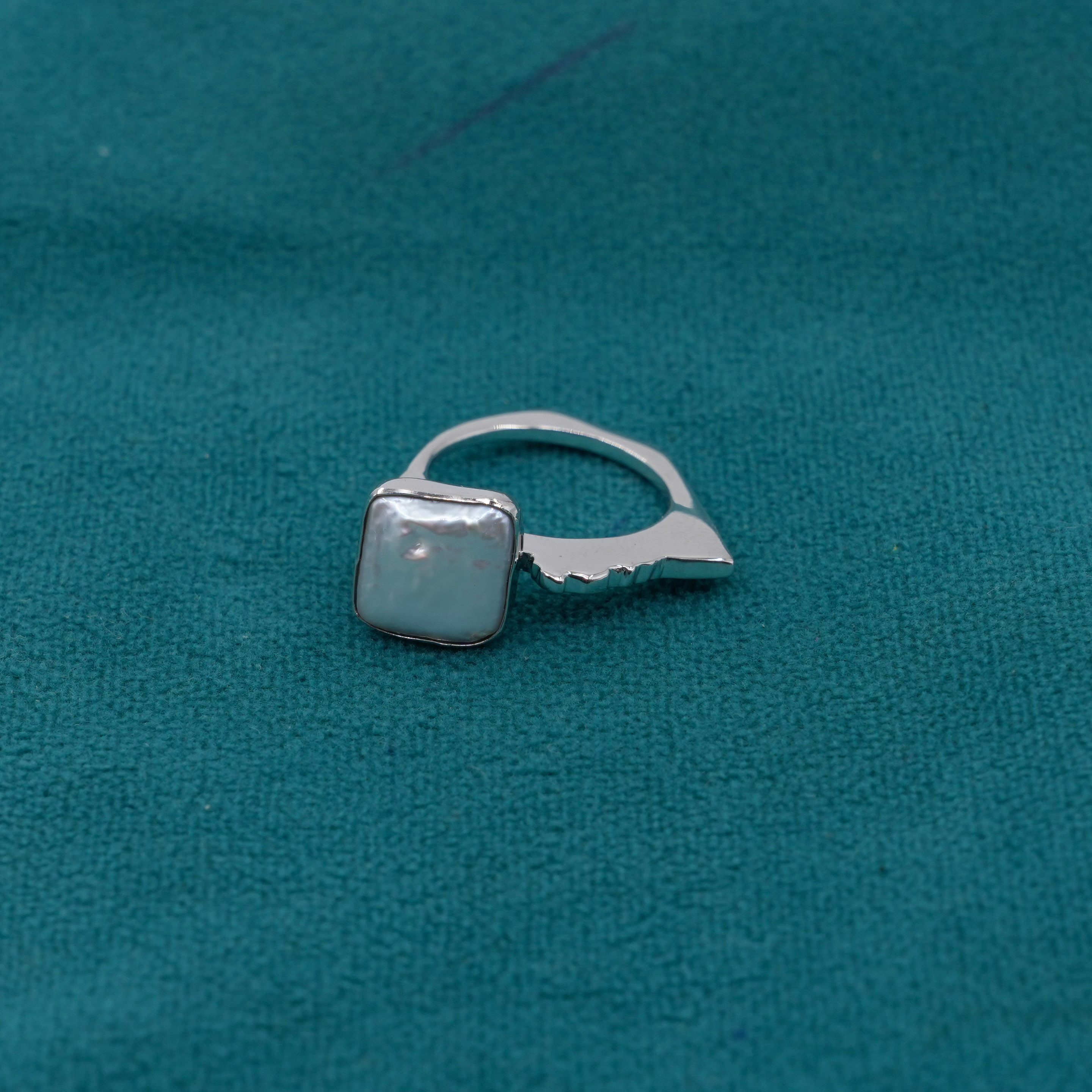 Ved Jewellers - Silver Square Pearl Ring