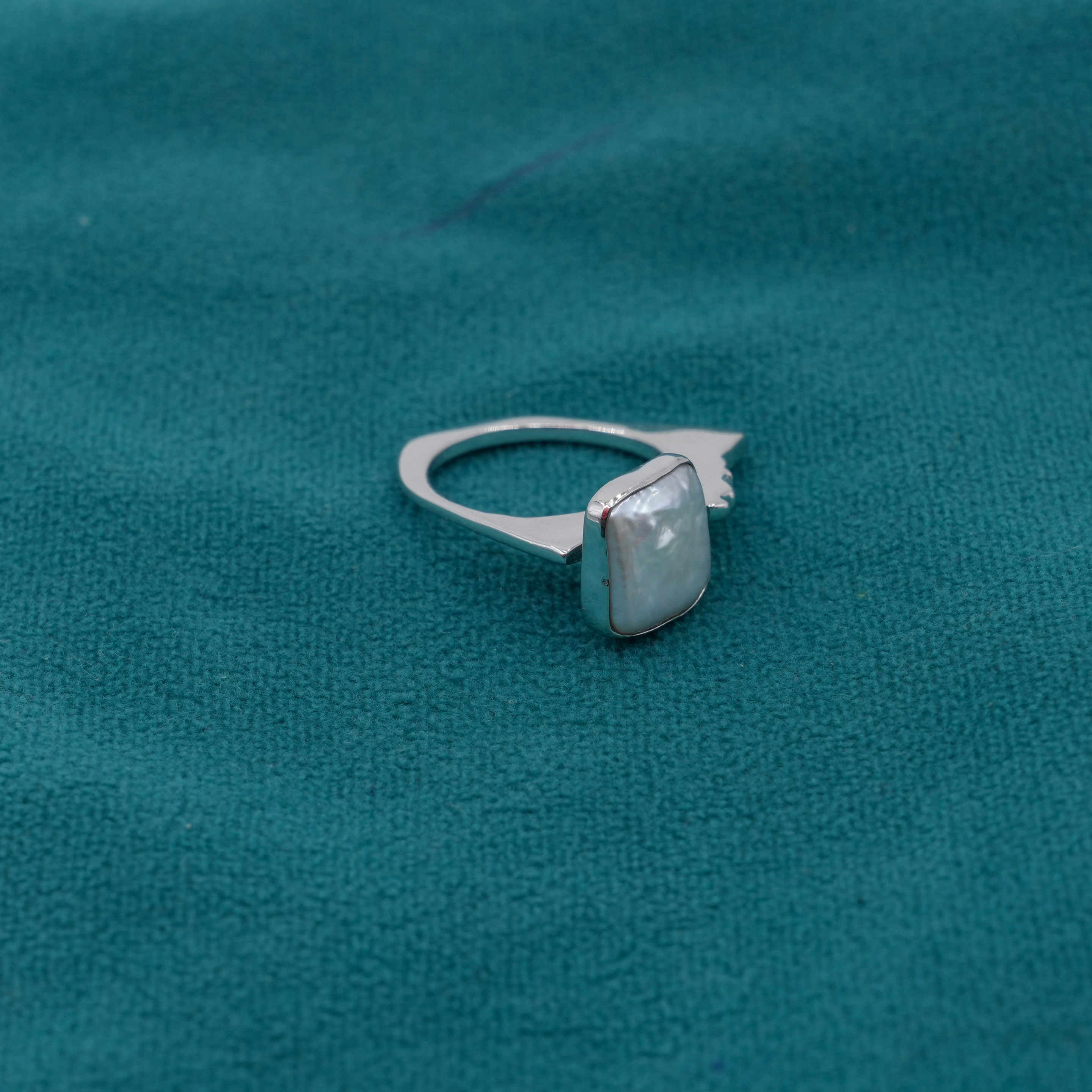Ved Jewellers - Silver Square Pearl Ring