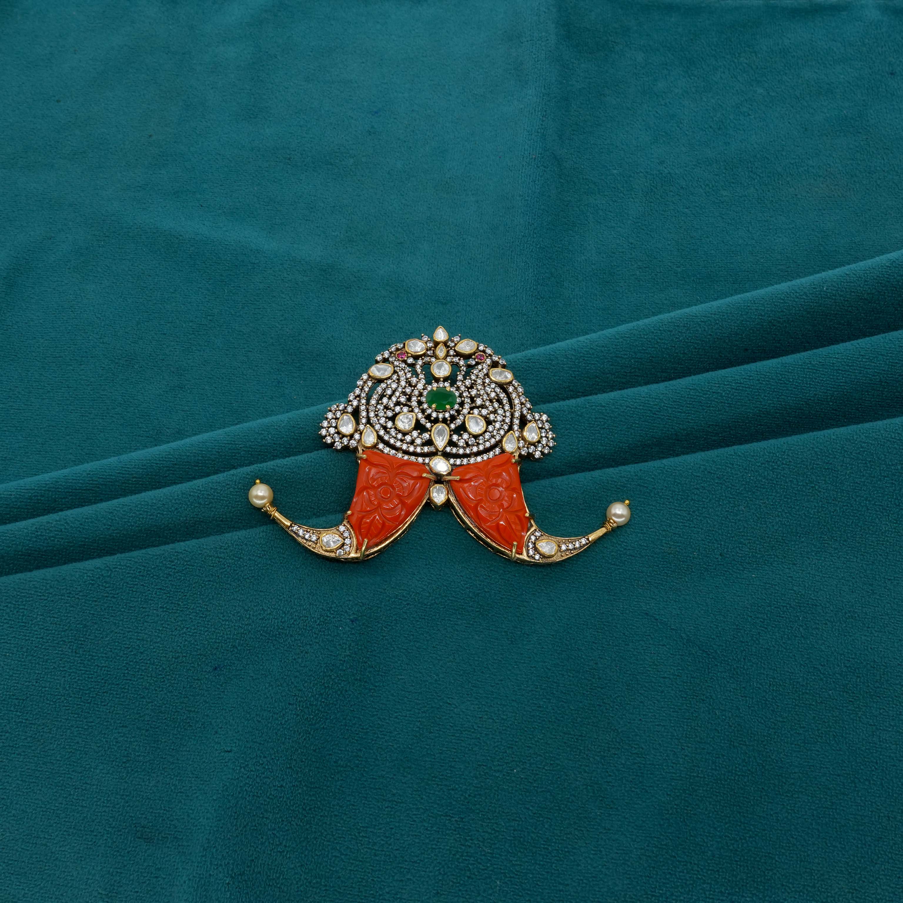 Ved Jewellers - Kundan Red Brooch