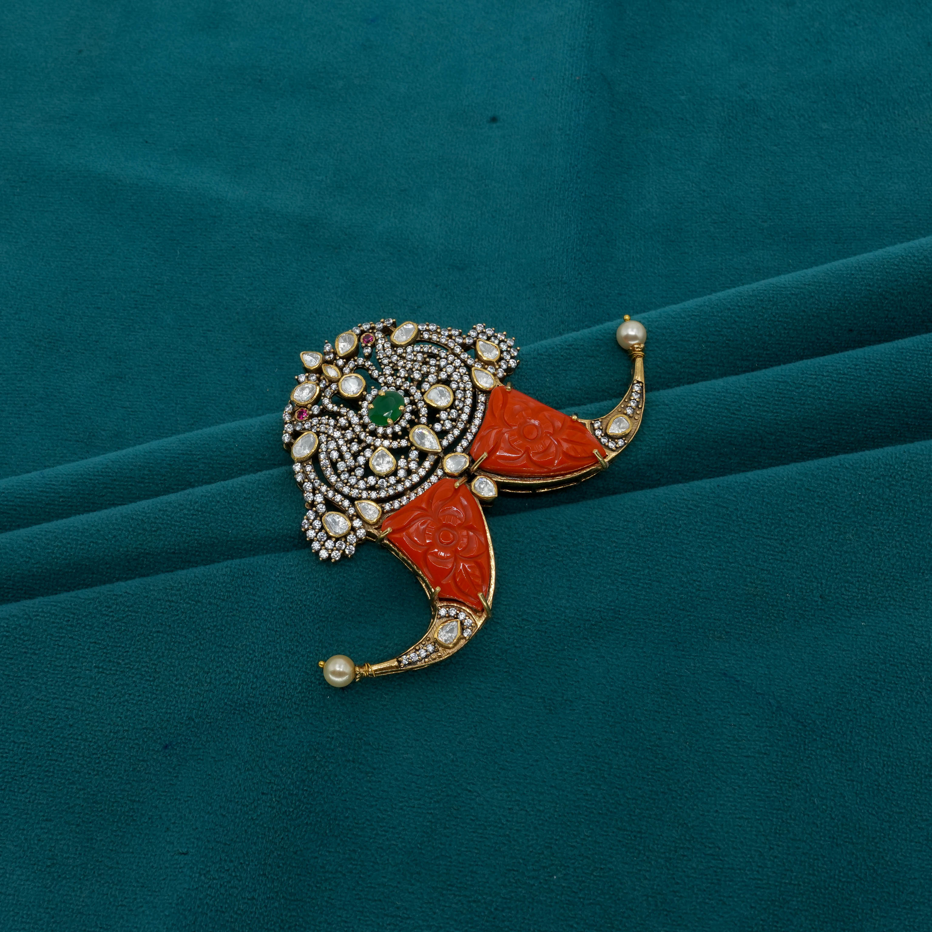 Ved Jewellers - Kundan Red Brooch