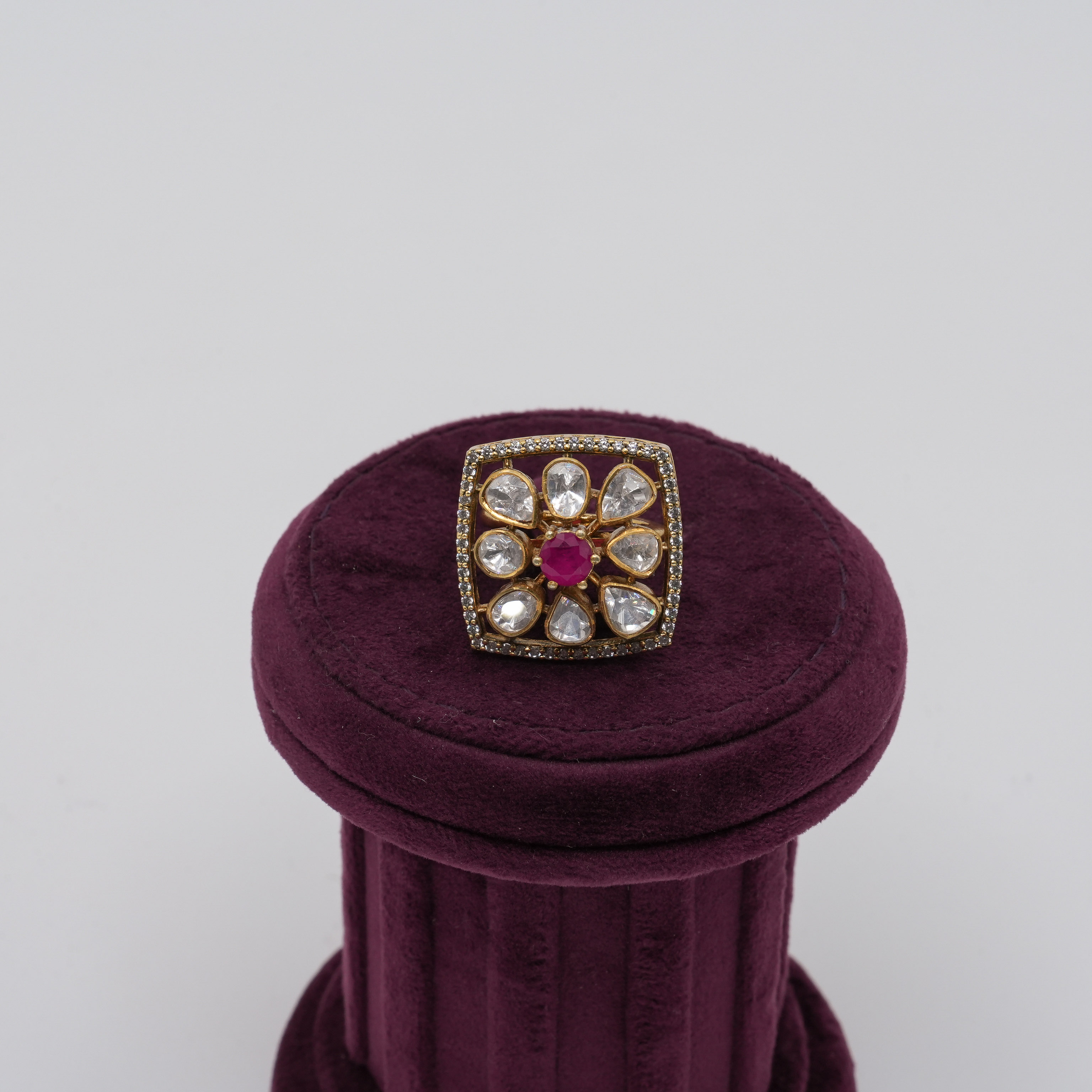 Ved Jewellers - Kundan Ruby Ring