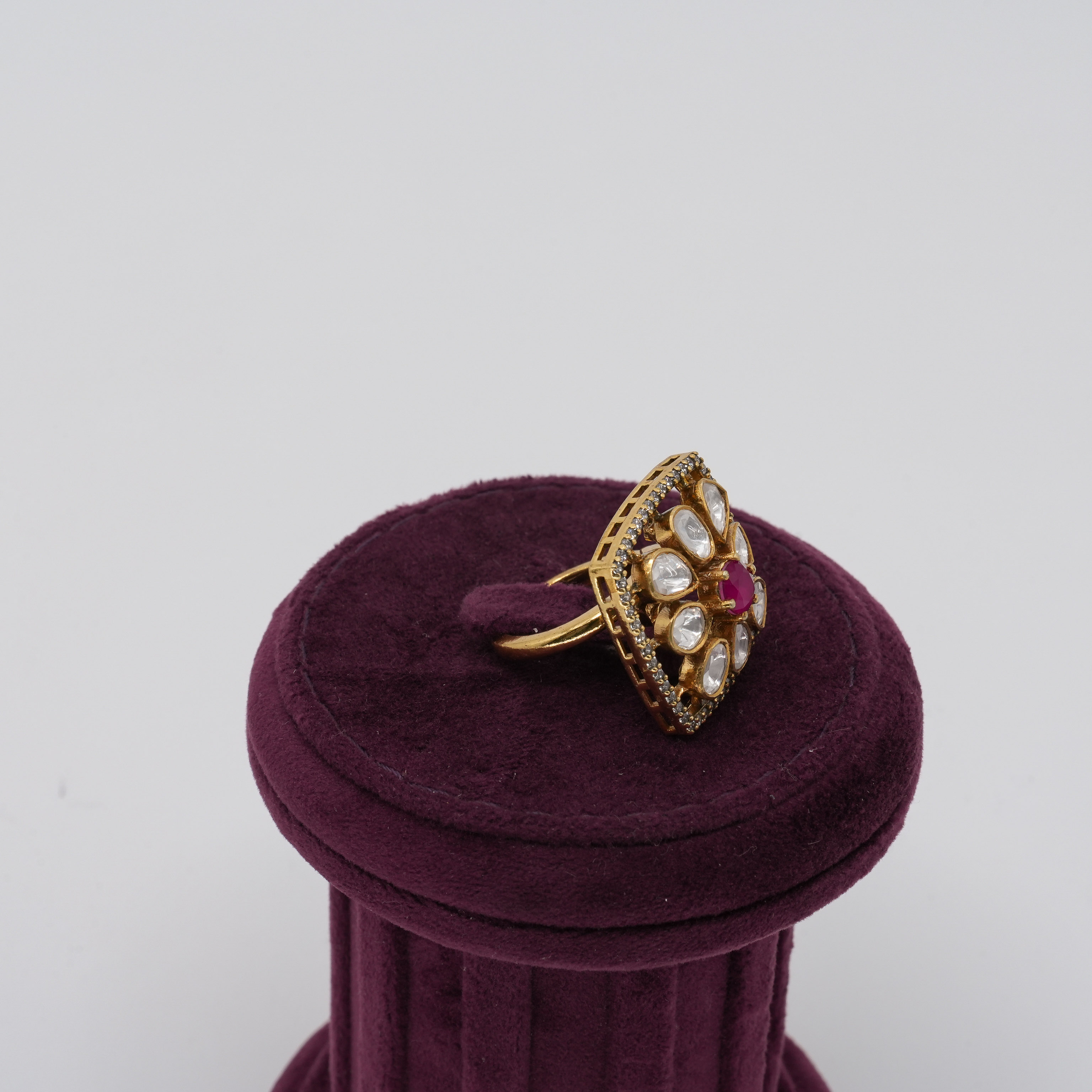 Ved Jewellers - Kundan Ruby Ring