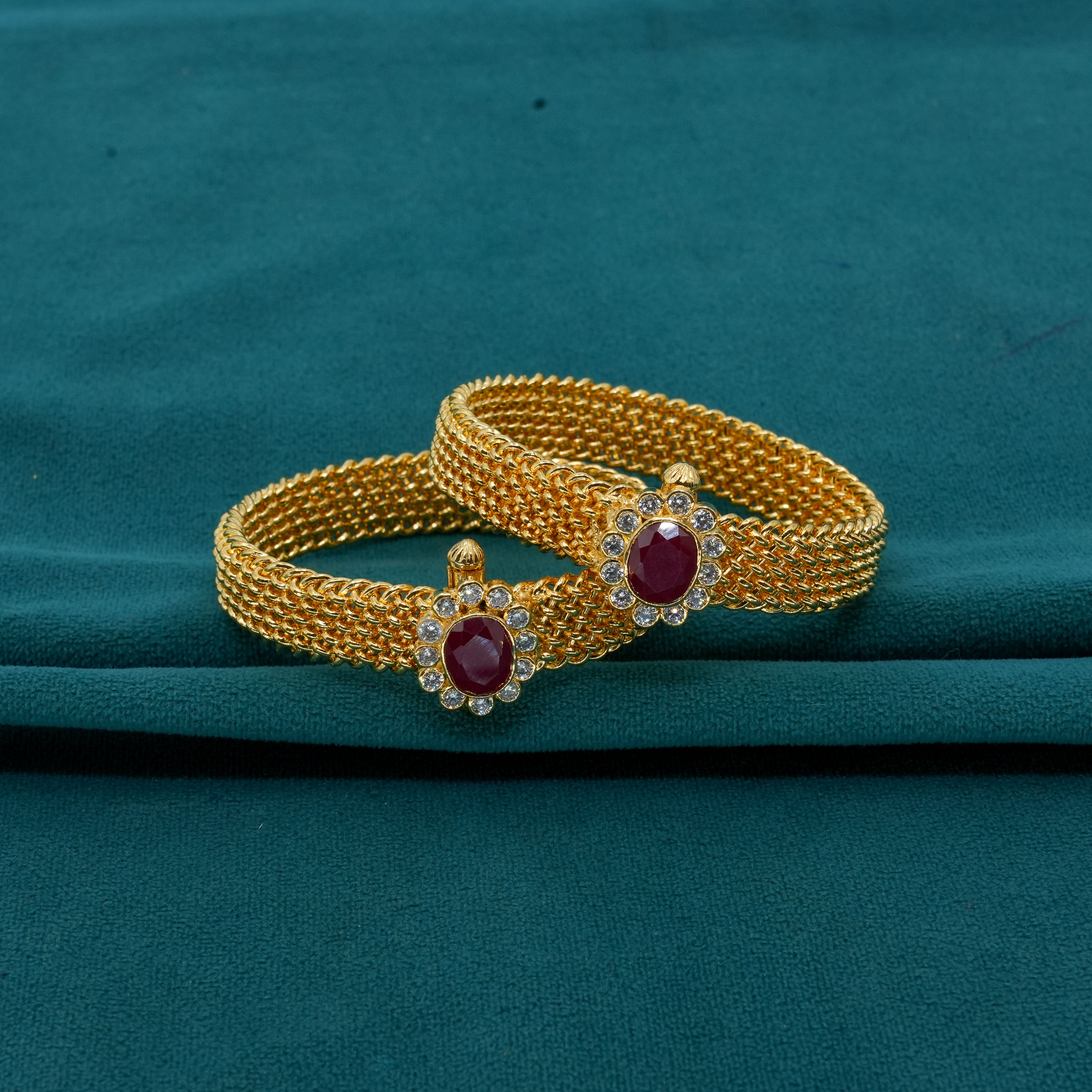 Ved Jewellers - Gold Ruby Bangles