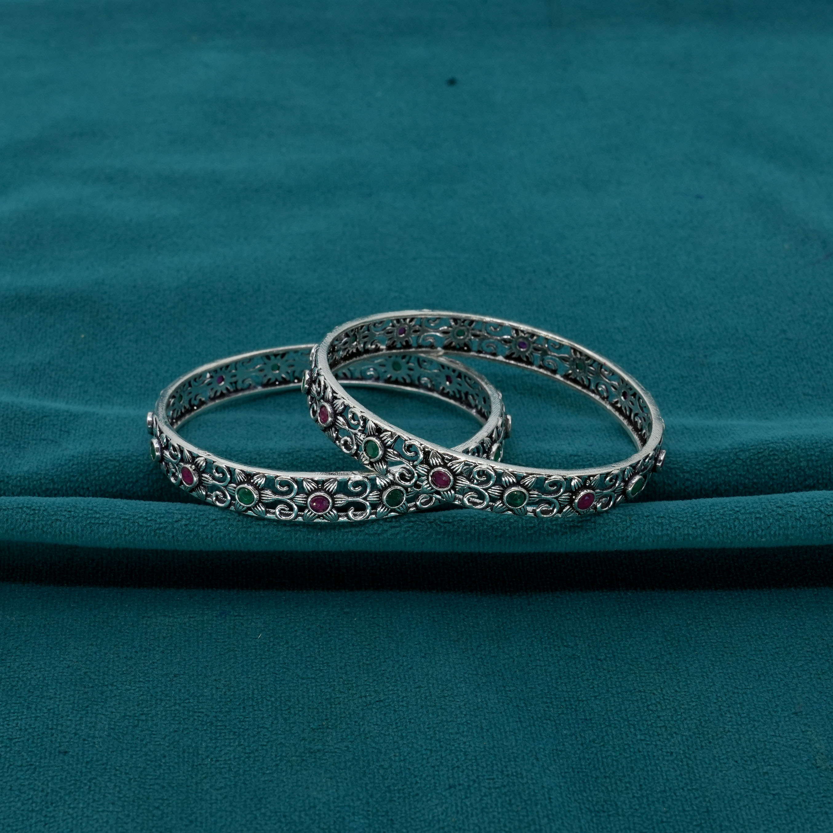 Ved Jewellers - Silver Stone Bangles
