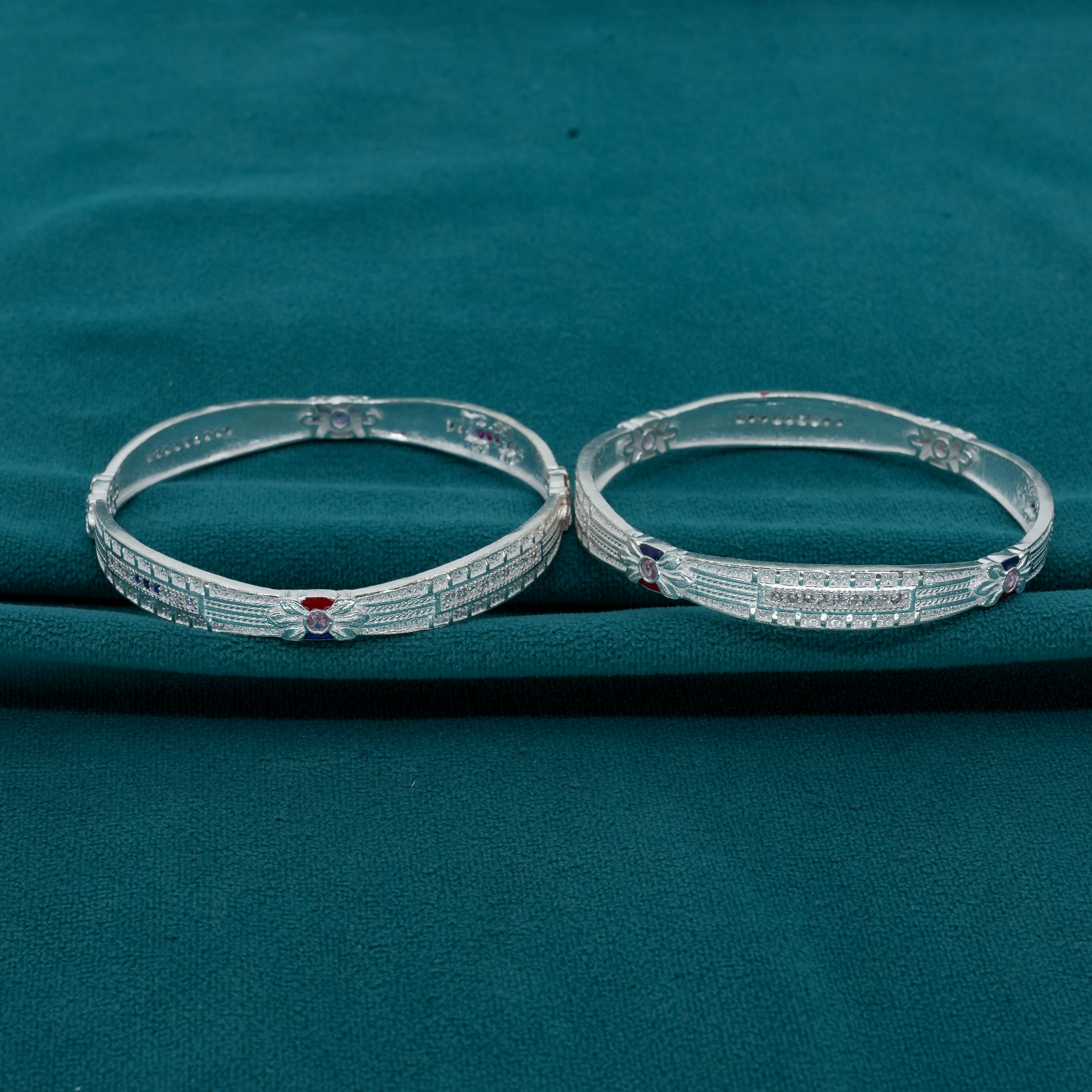Ved Jewellers - Silver Stone Bangles