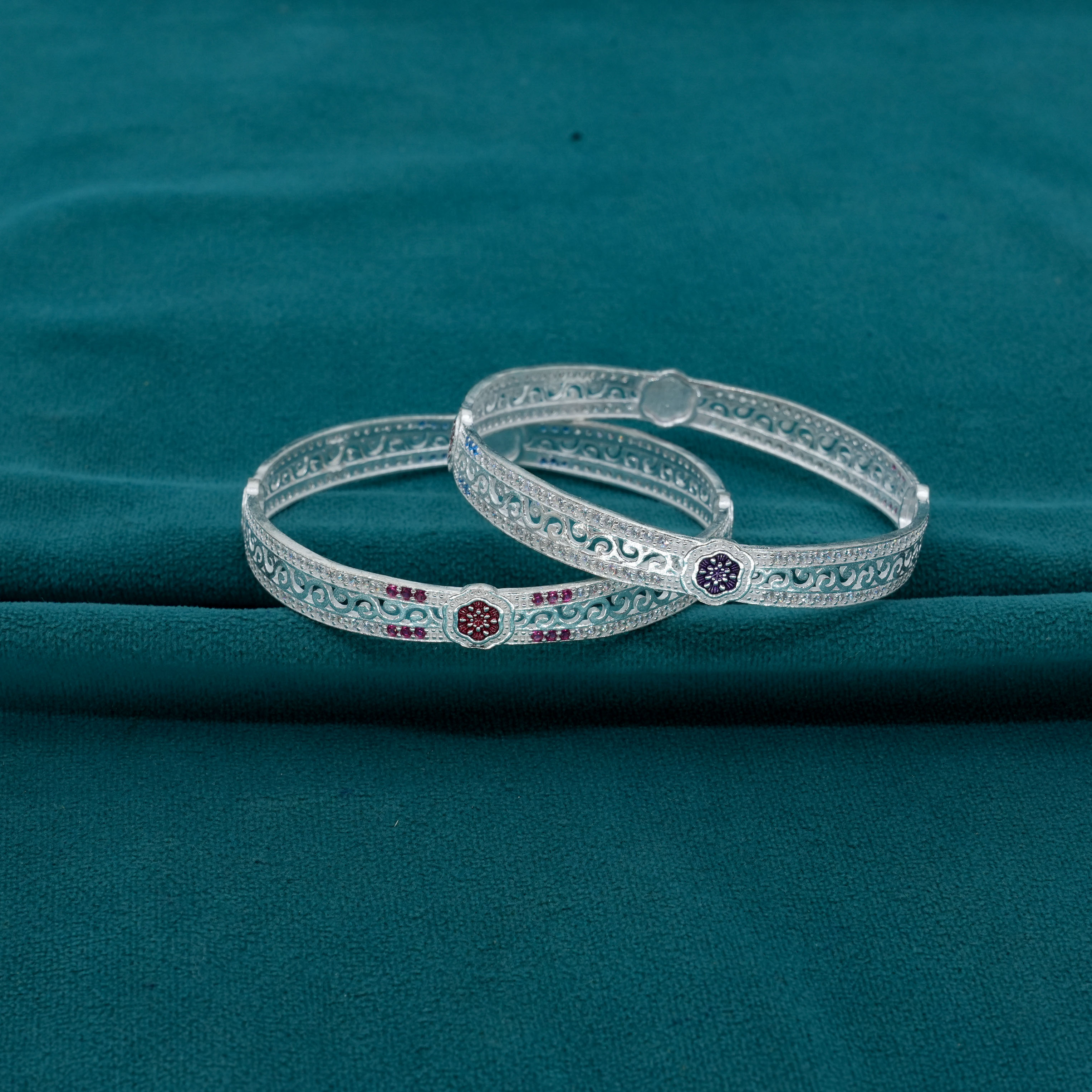 Ved Jewellers - Silver Stone Bangles
