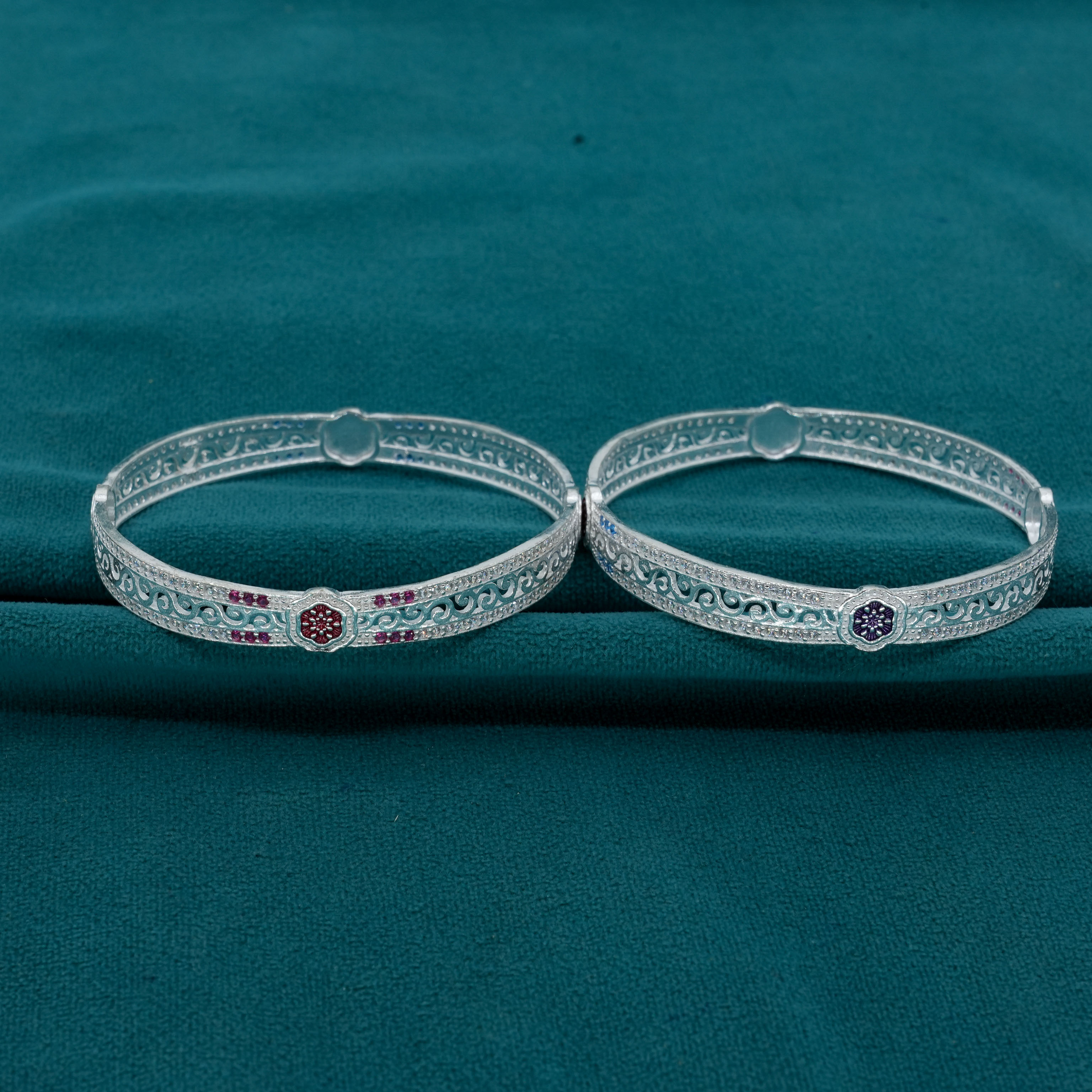 Ved Jewellers - Silver Stone Bangles
