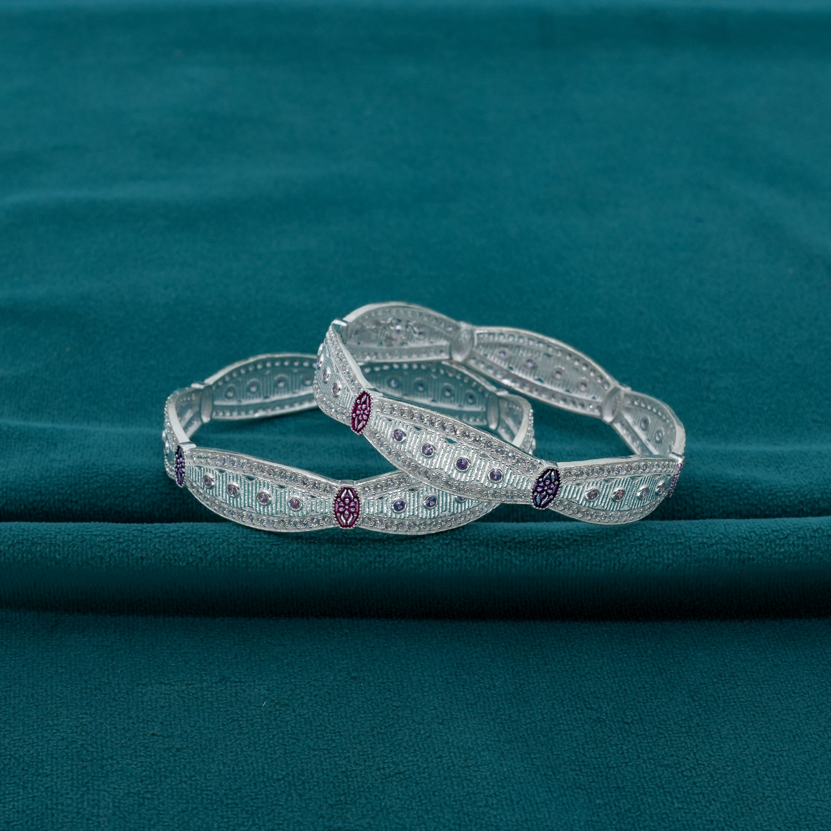Ved Jewellers - Silver Stone Bangles