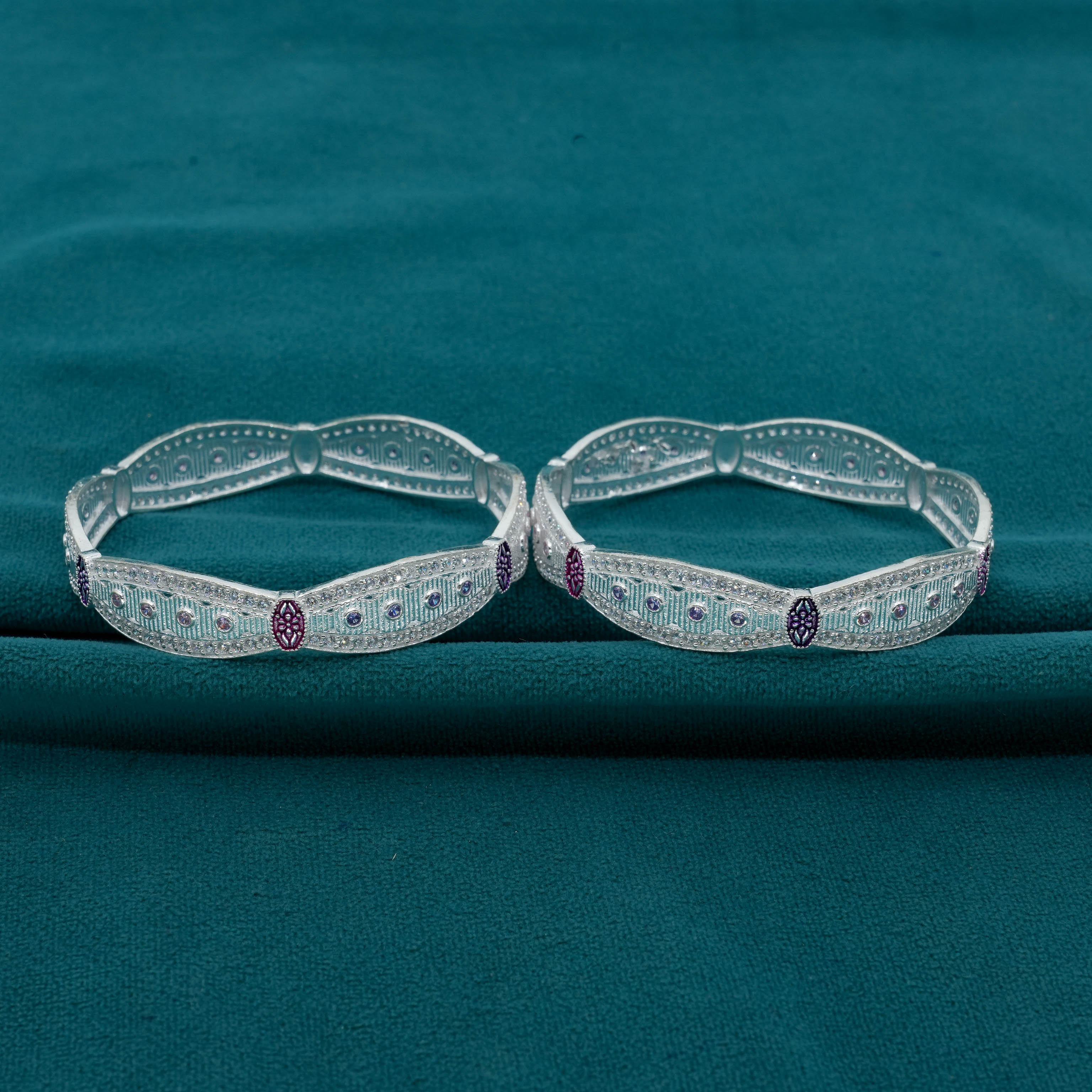 Ved Jewellers - Silver Stone Bangles