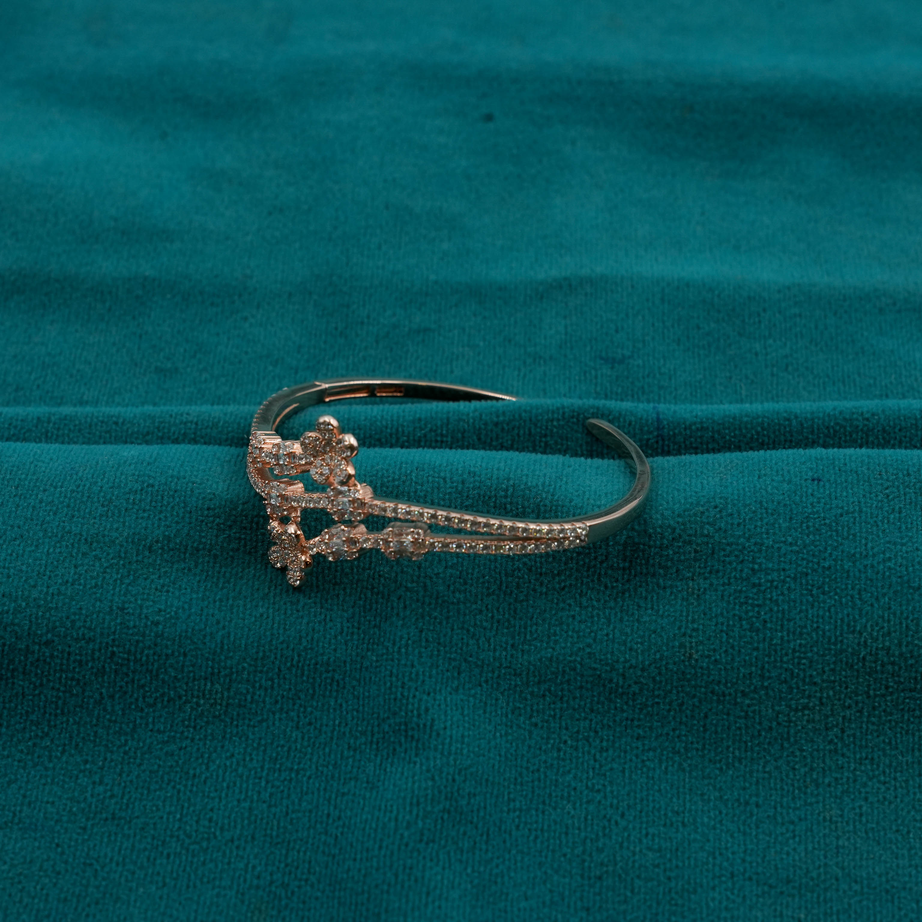 Ved Jewellers - Diamond Floral Kada Bracelet