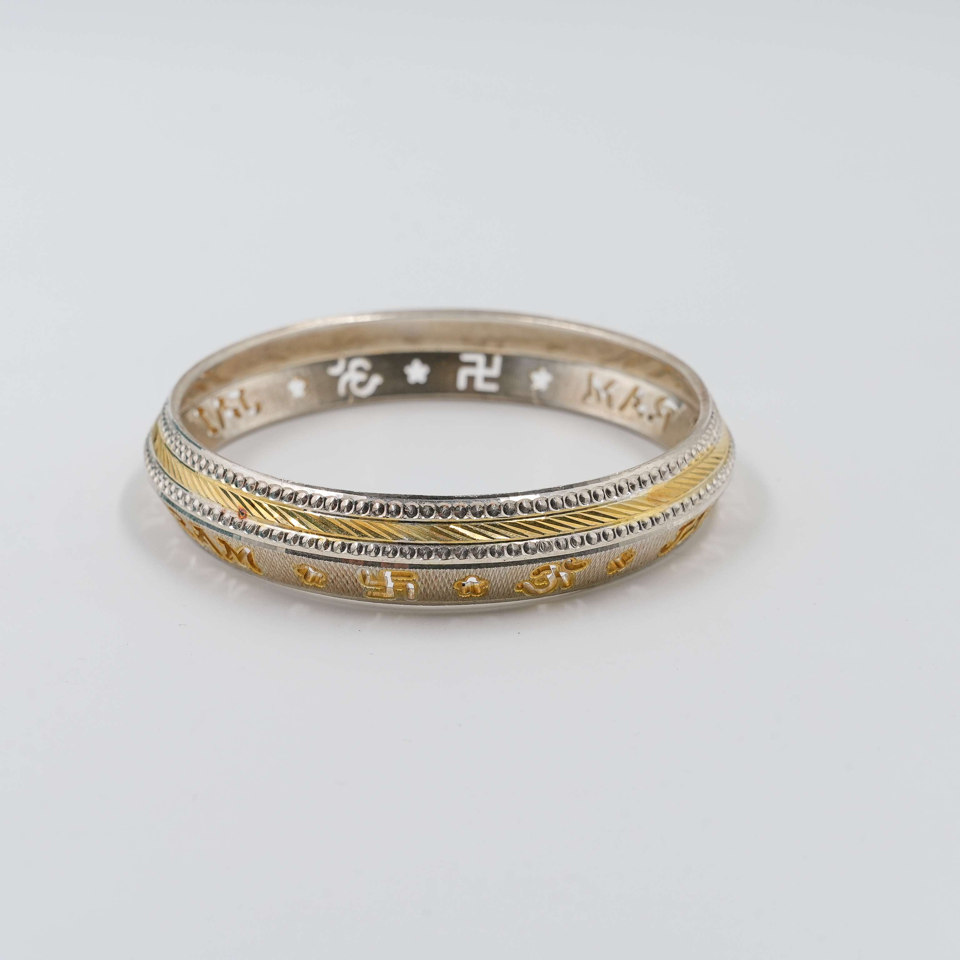 Ved Jewellers - Silver Kada Gold Accent