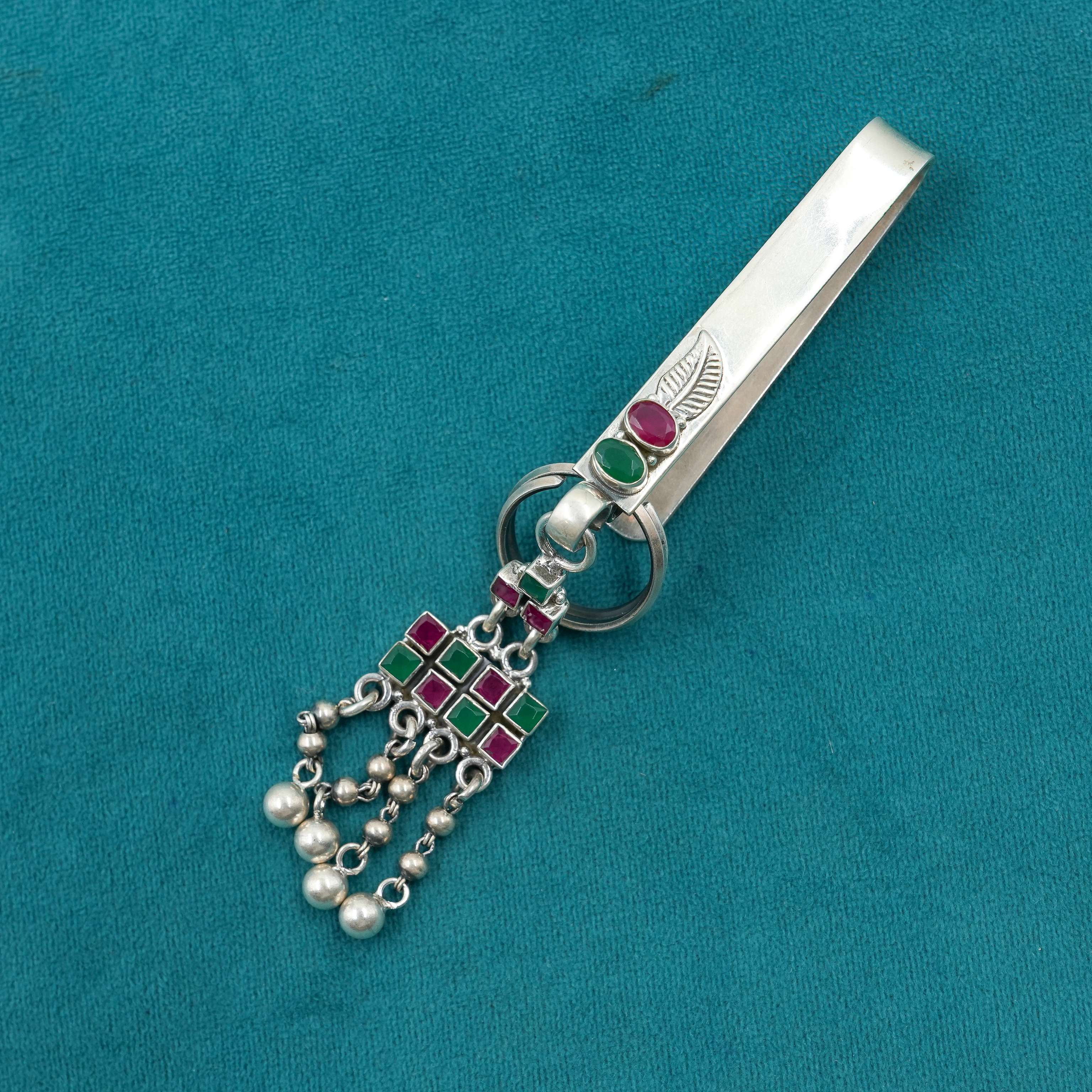 Ved Jewellers - Silver Gemstone Keychain