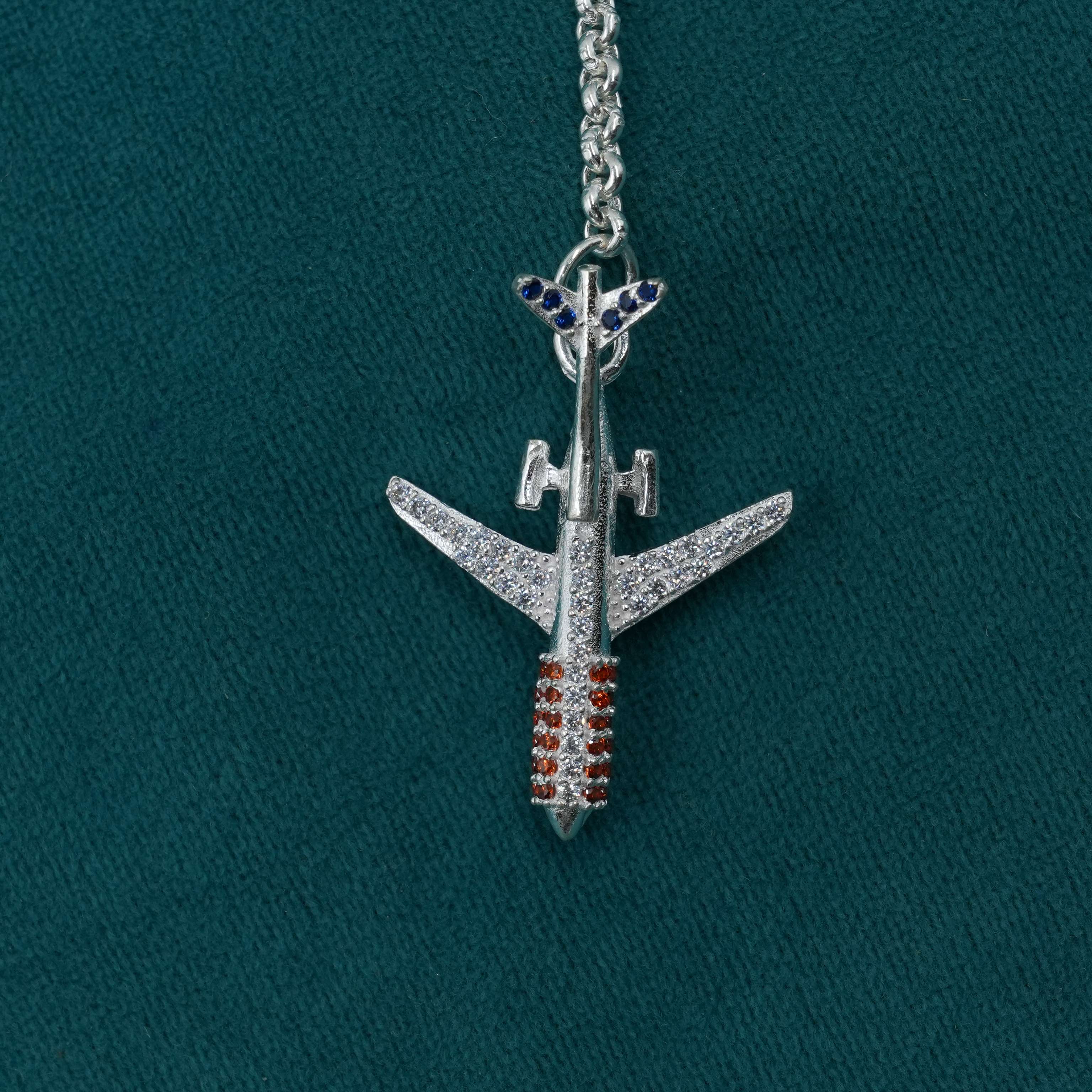 Silver Airplane Keychain