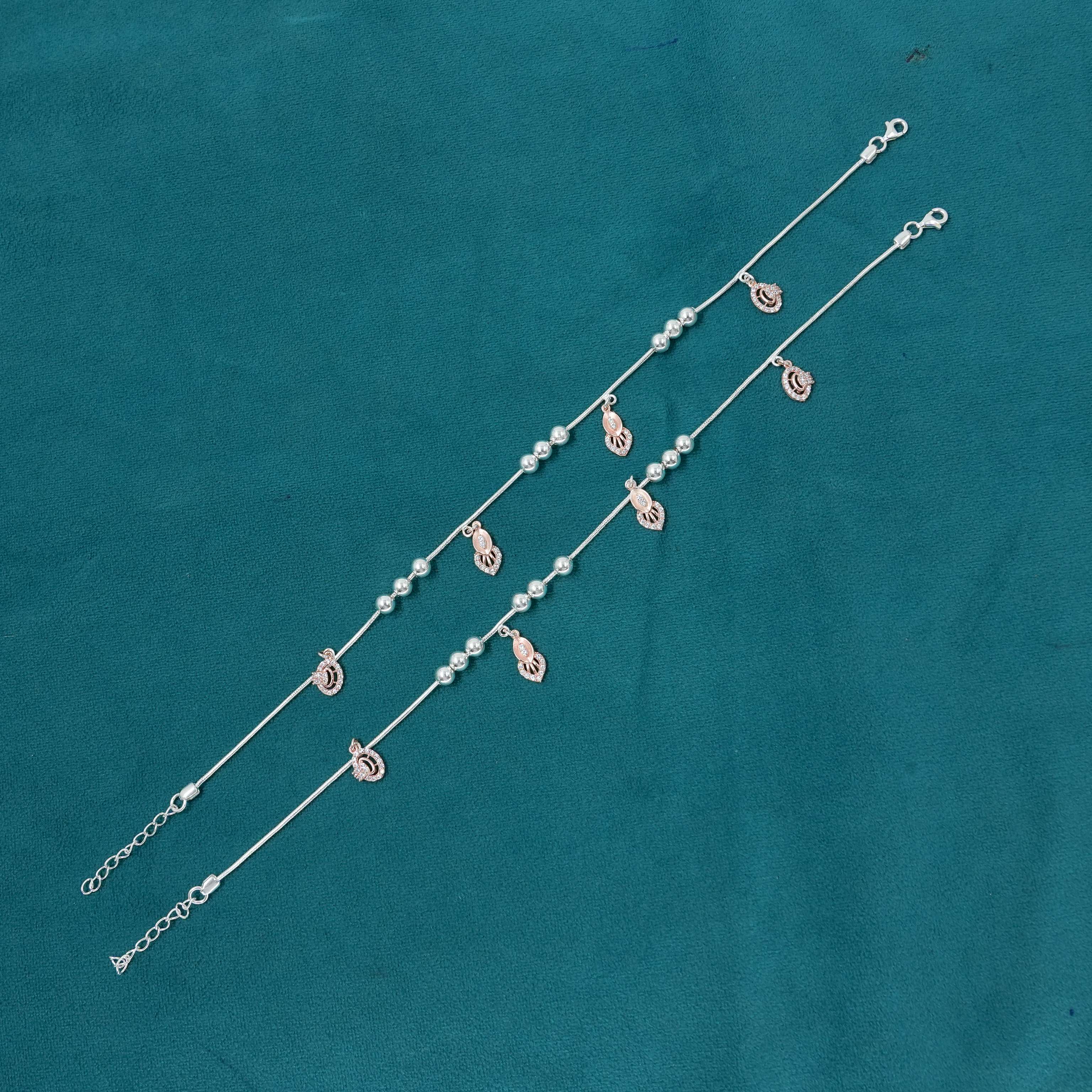 Ved Jewellers - Silver Beaded Anklets