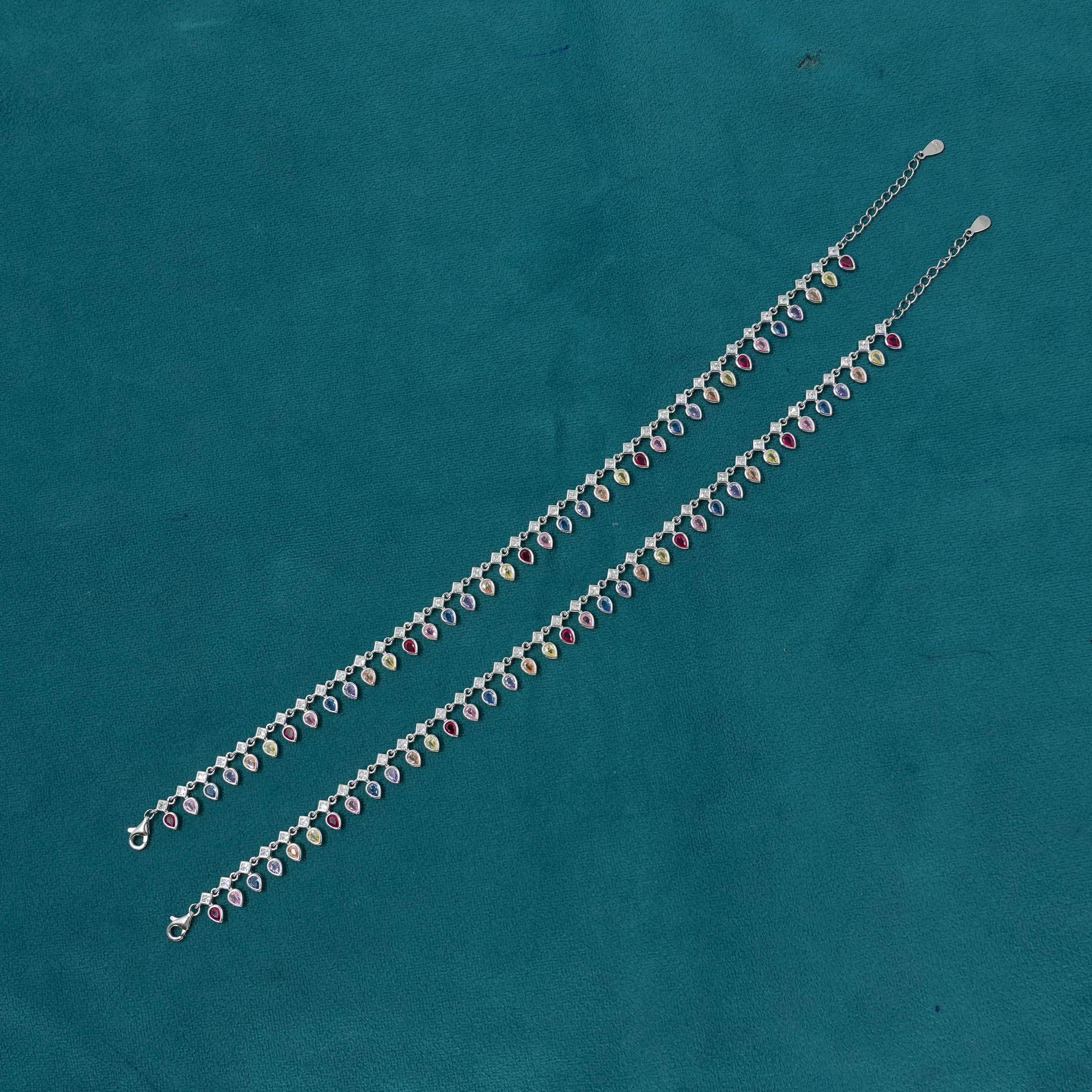 Ved Jewellers - Silver Gemstone Anklets