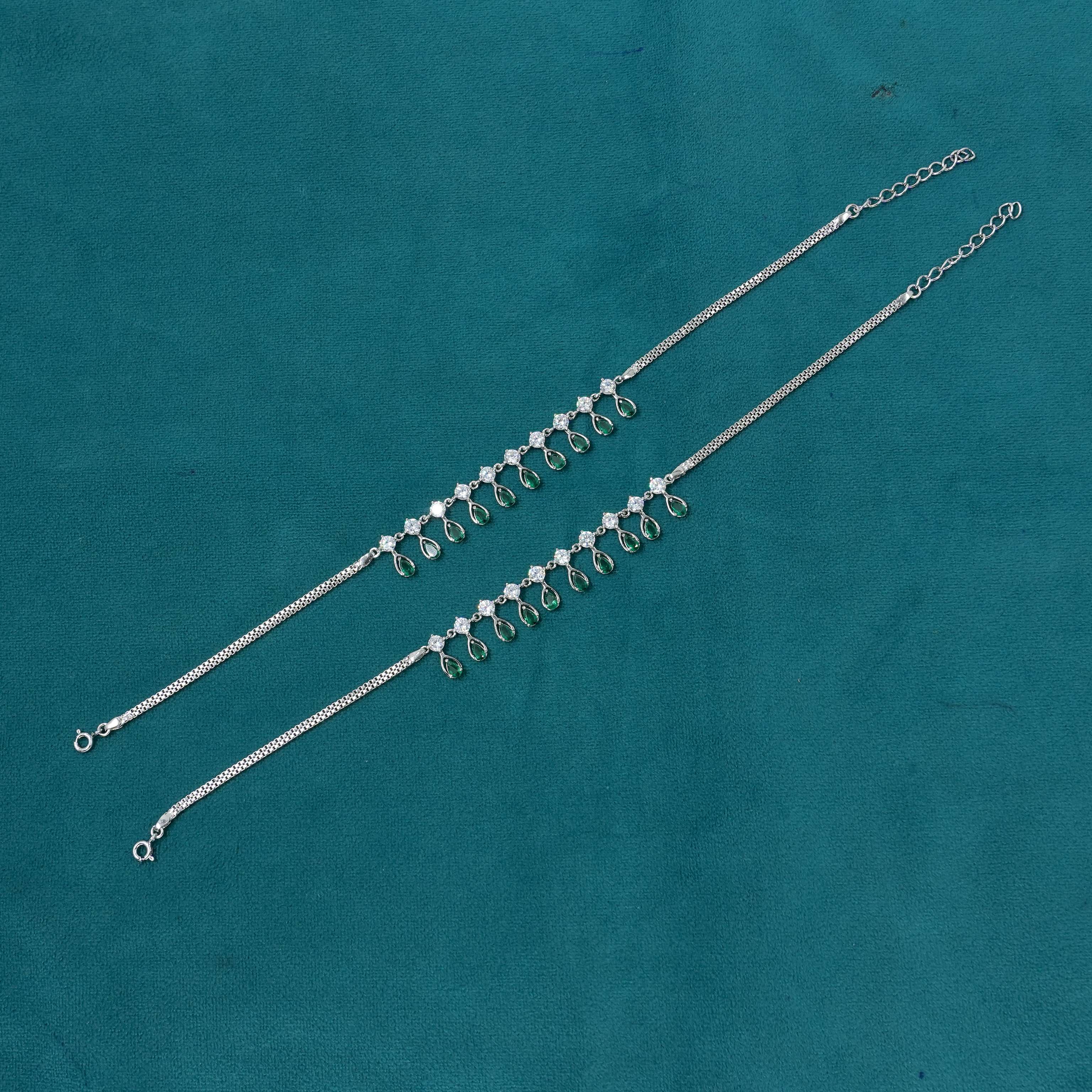 Ved Jewellers - Silver Pear Drop Anklets