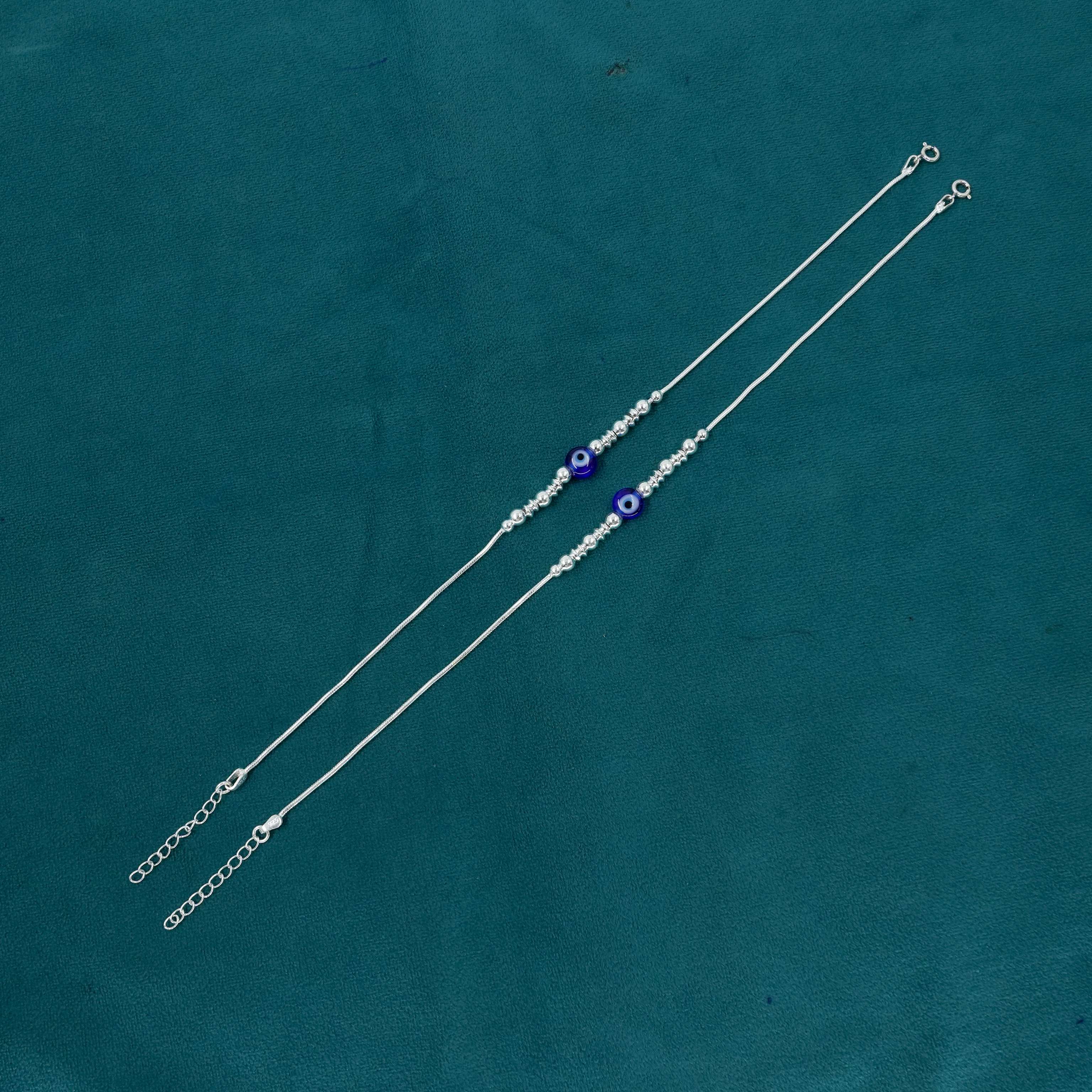 Ved Jewellers - Silver Evil Eye Anklets