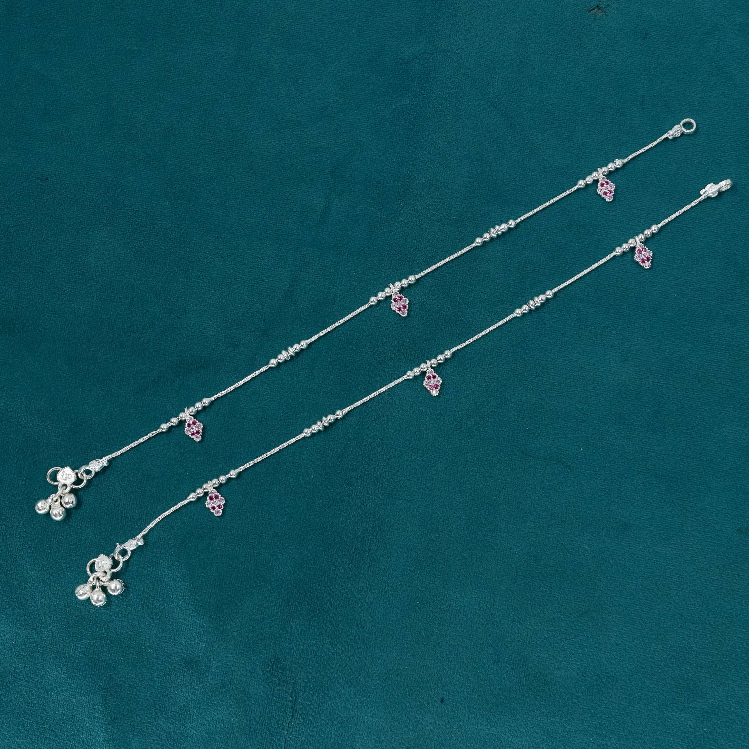 Ved Jewellers - Silver Grape Anklets