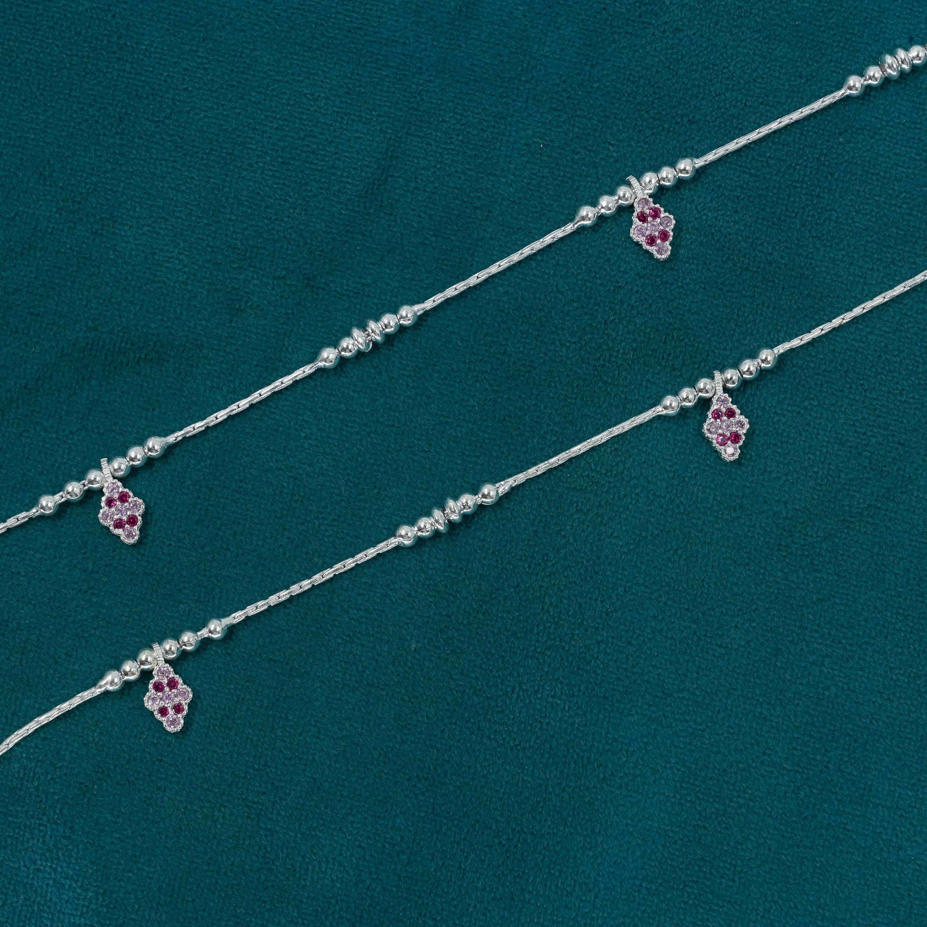 Ved Jewellers - Silver Grape Anklets