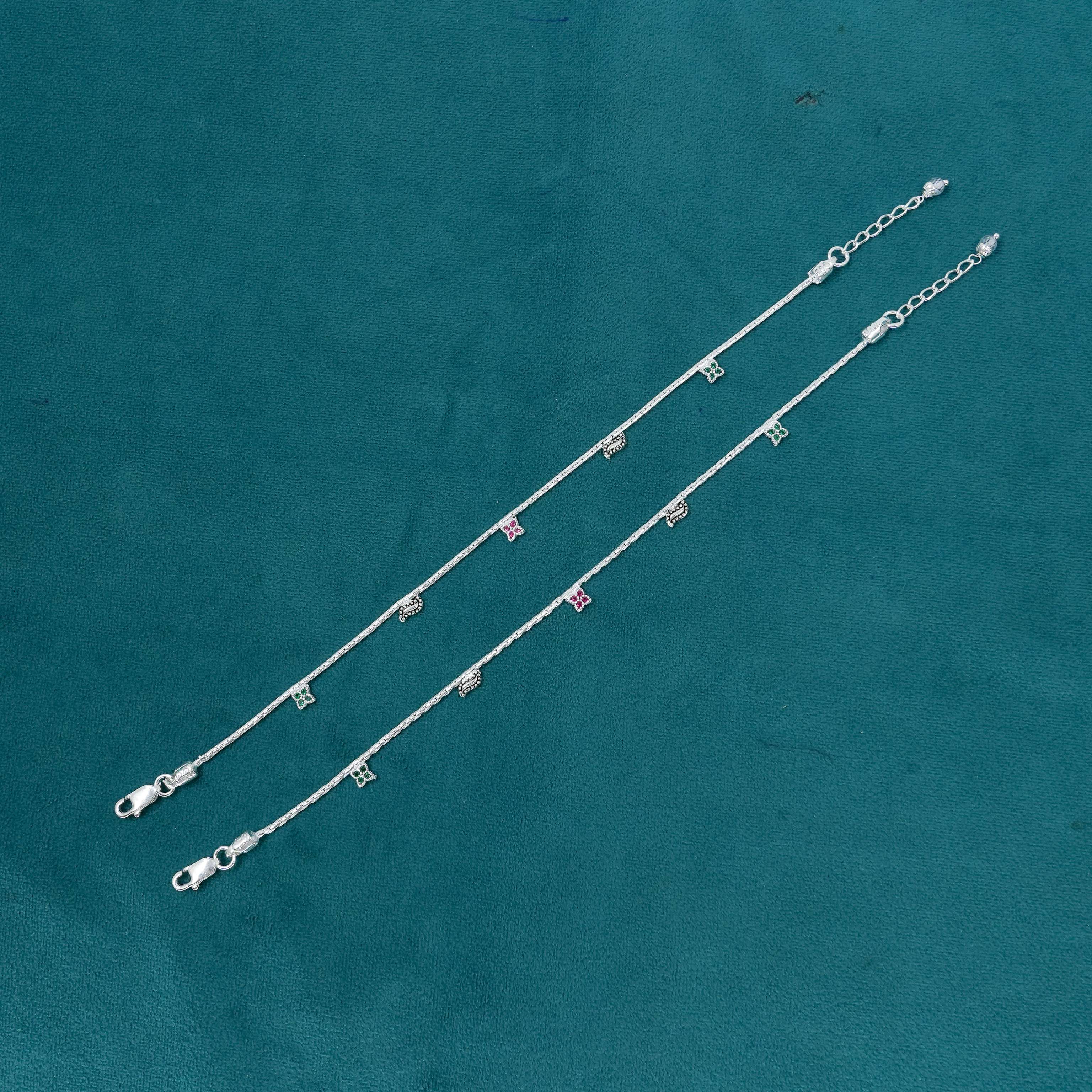 Ved Jewellers - Silver Leaf Anklets