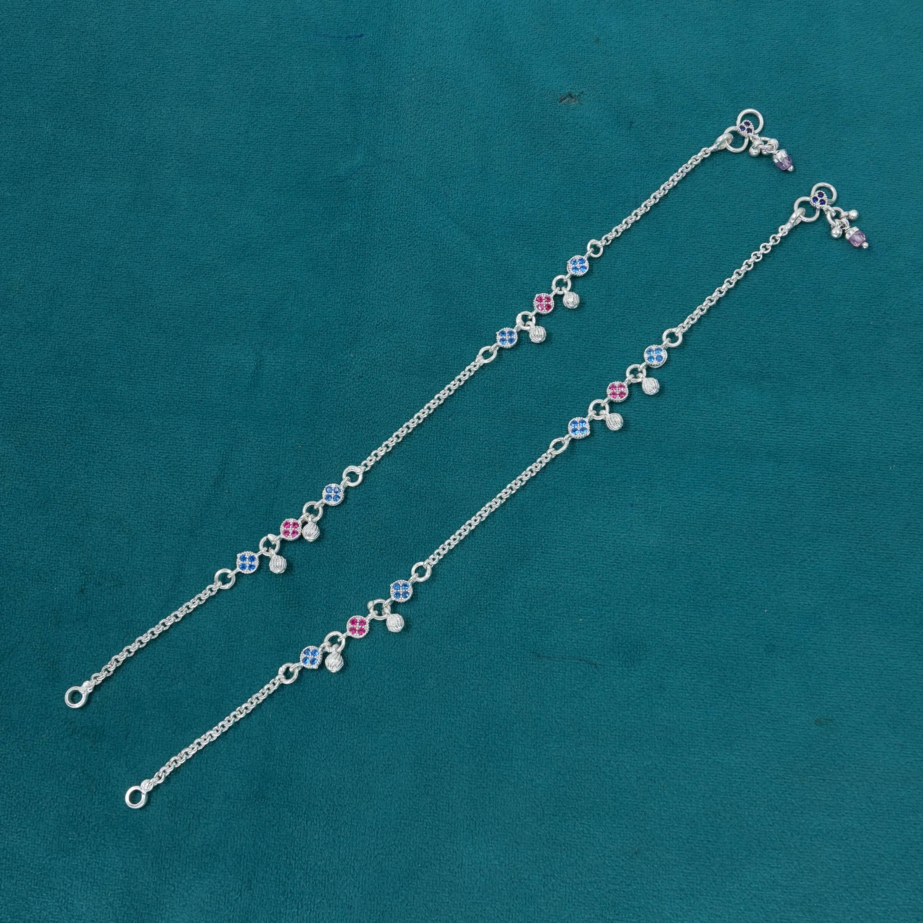 Ved Jewellers - Silver Stone Anklets