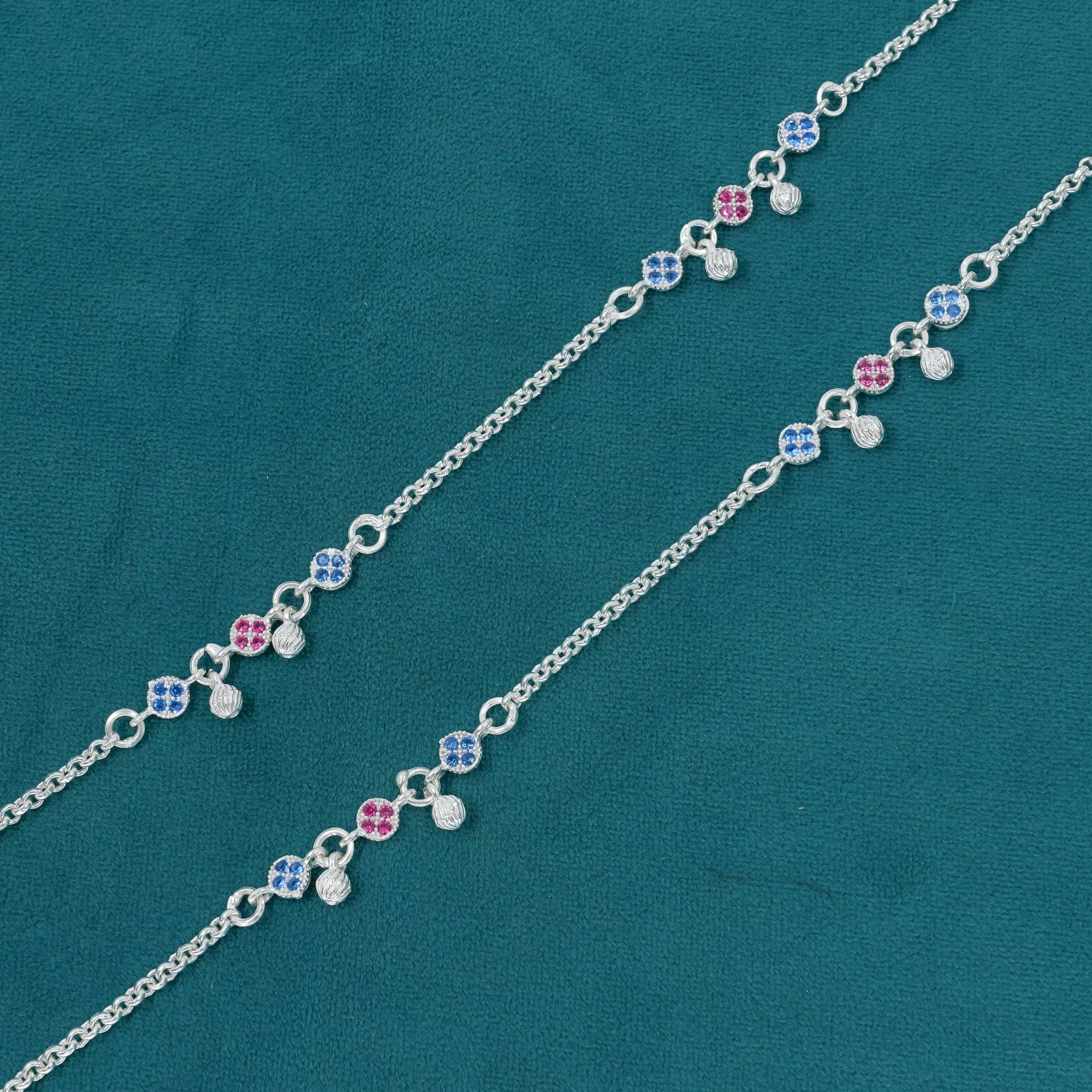 Ved Jewellers - Silver Stone Anklets