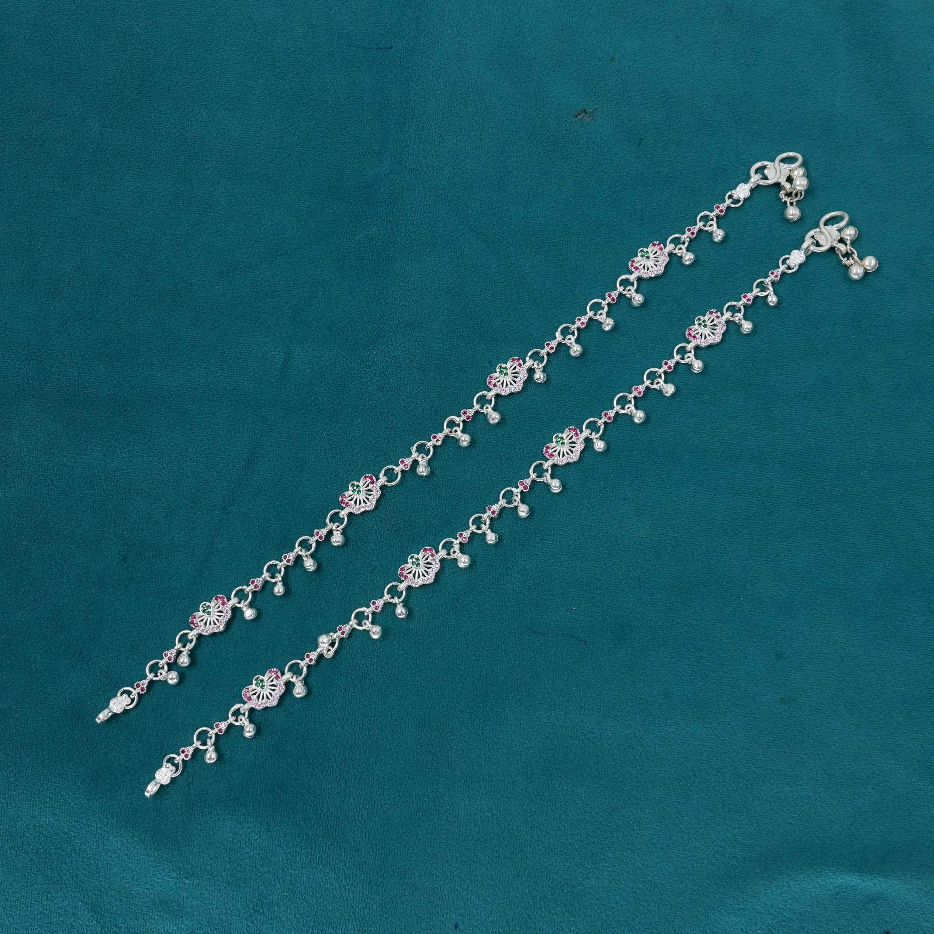 Ved Jewellers - Silver Flower Anklets
