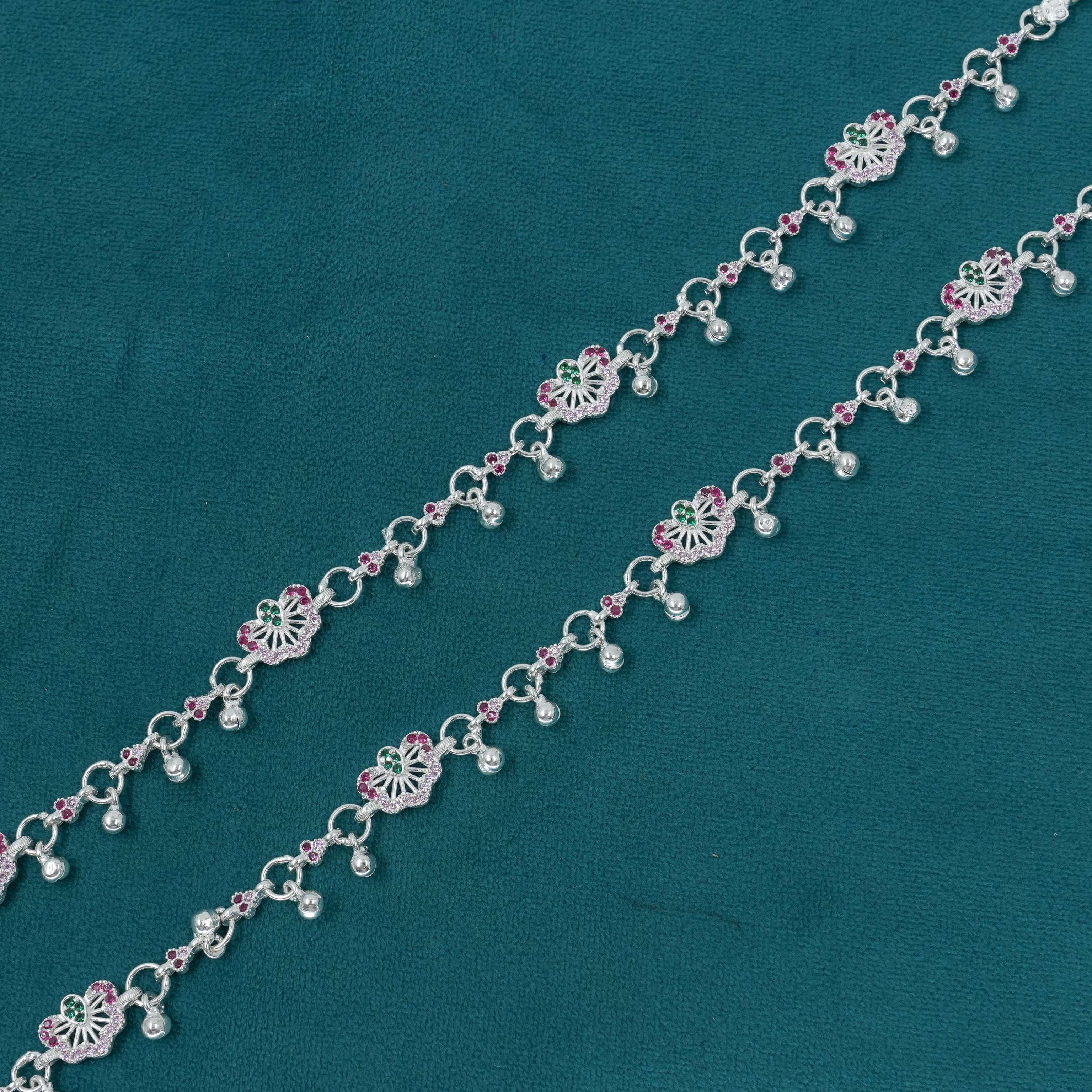 Ved Jewellers - Silver Flower Anklets
