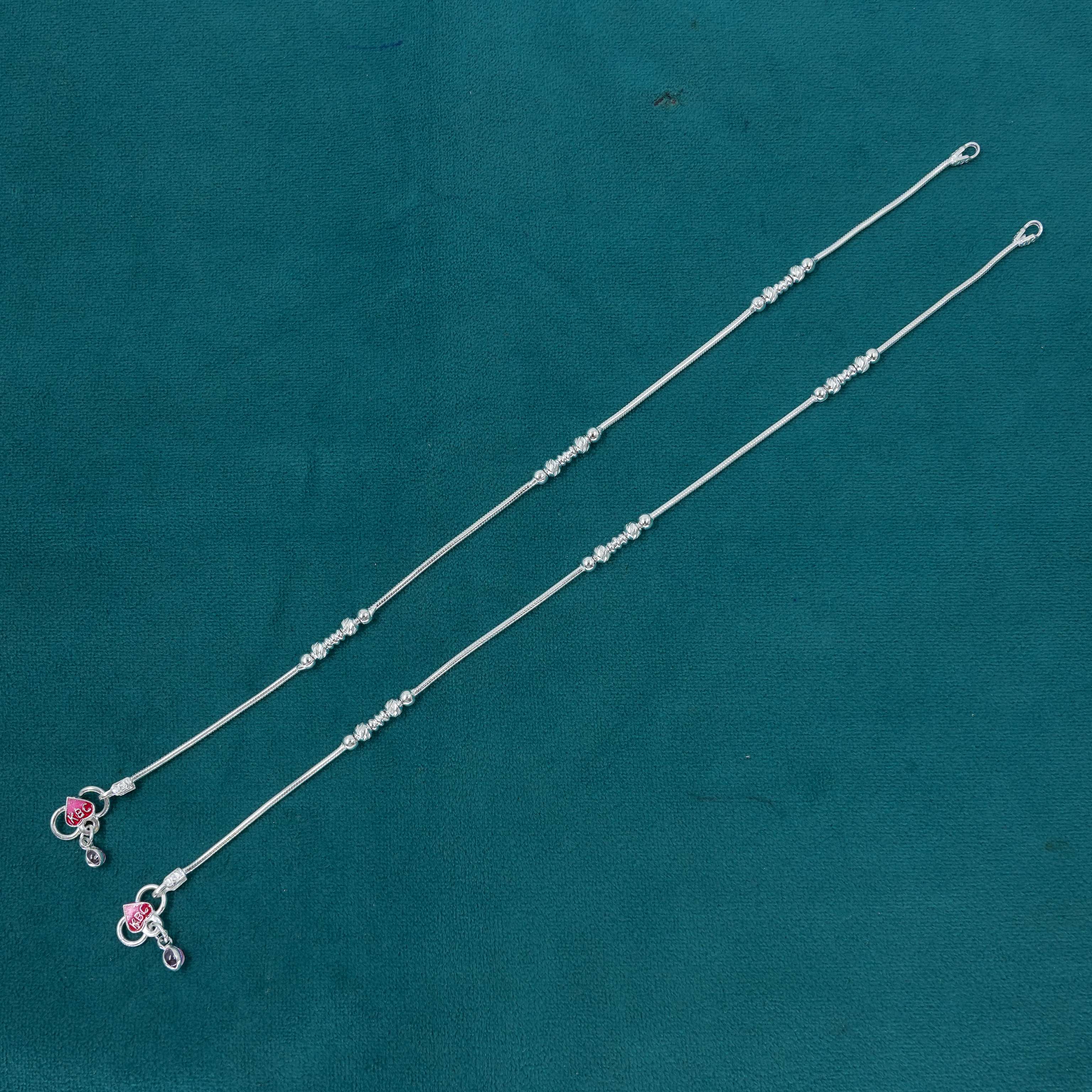 Ved Jewellers - Silver Beaded Anklets